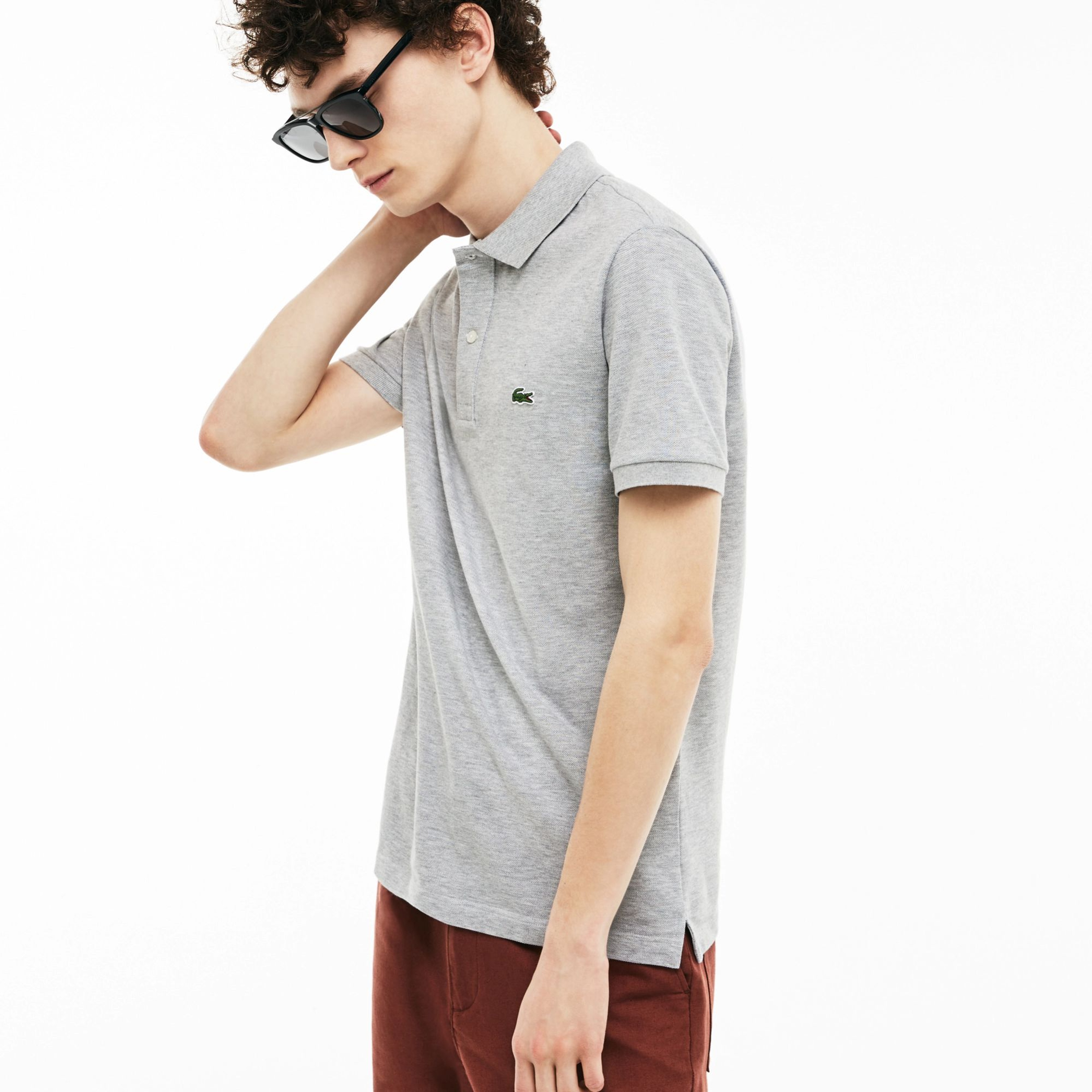 Erkek Slim Fit L.12.12 Gri Polo