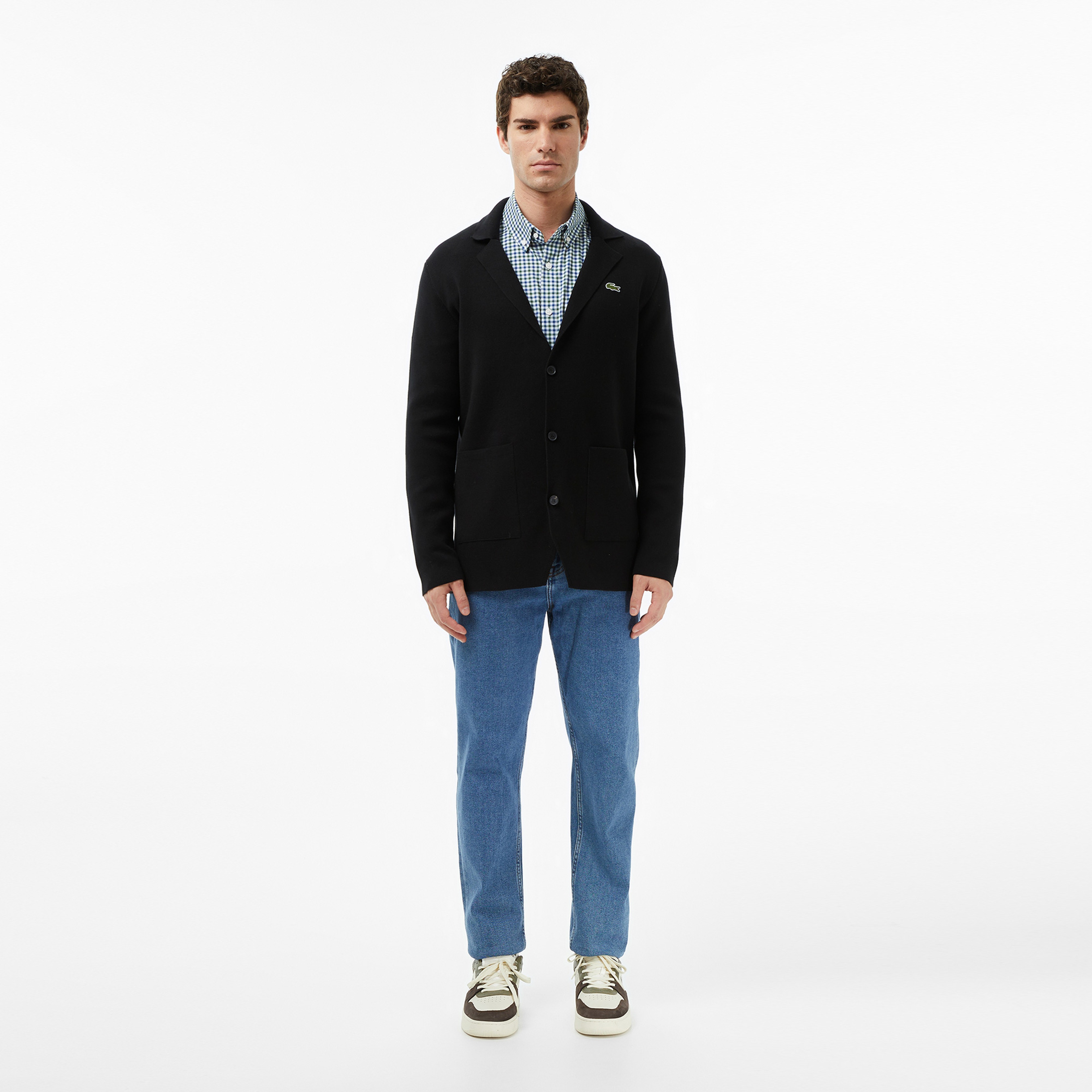 Lacoste Erkek Classic Fit V Yaka Siyah Kazak