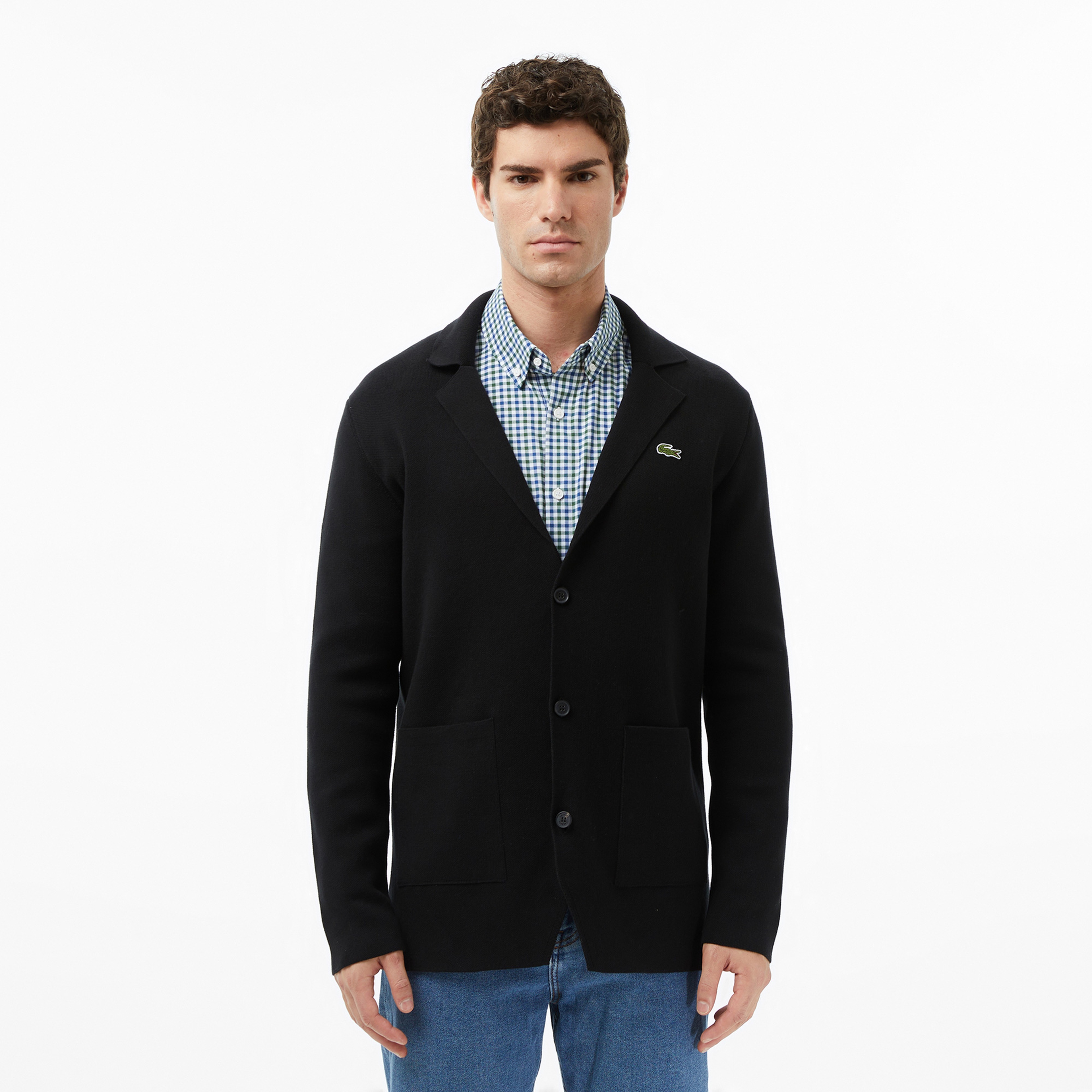 Lacoste Erkek Classic Fit V Yaka Siyah Kazak