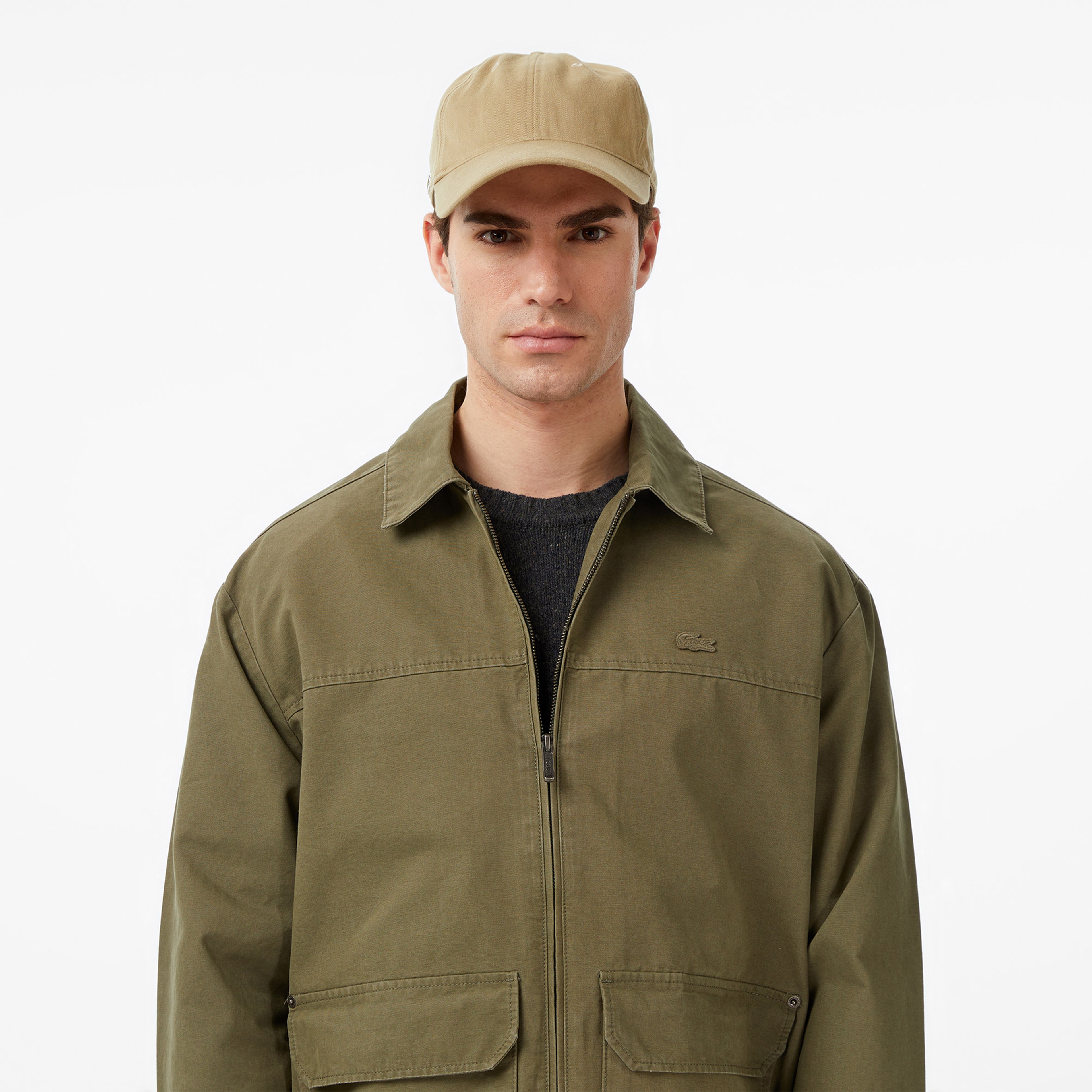 Lacoste Erkek Relaxed Fit Fermuarlı Haki Ceket