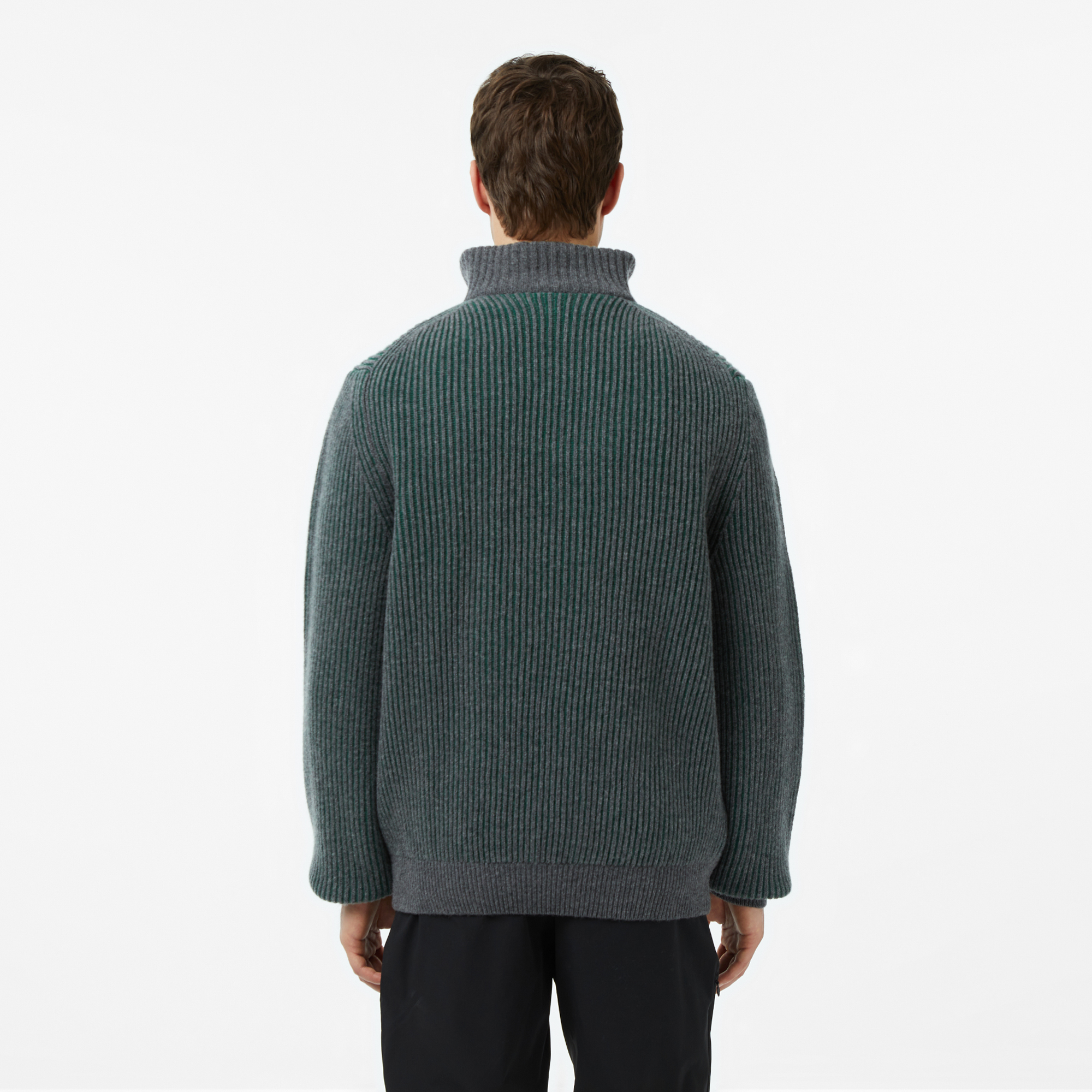 Erkek Classic Fit Polo Yaka Gri Kazak