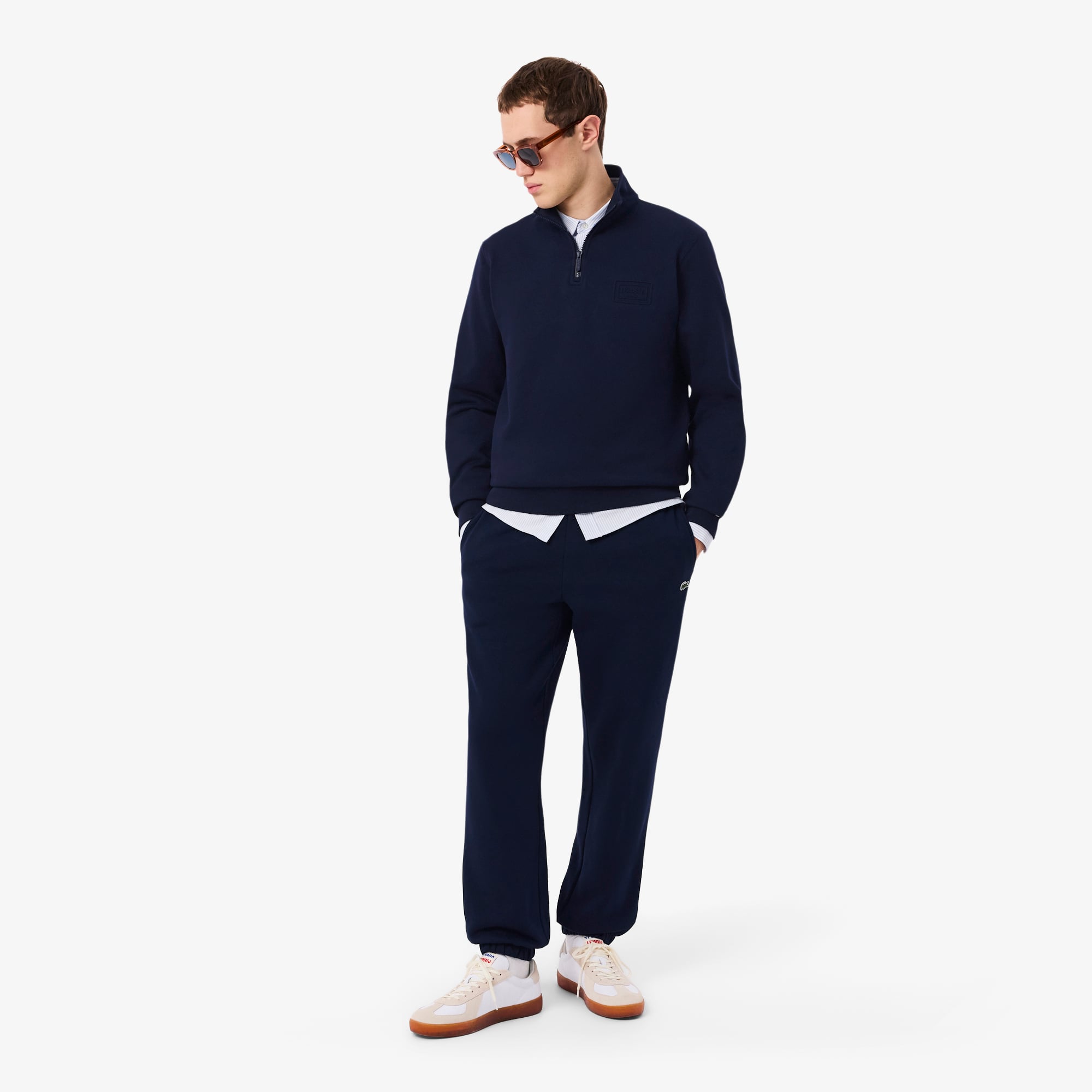 Unisex Classic Fit Yarım Fermuarlı Lacivert Sweatshirt