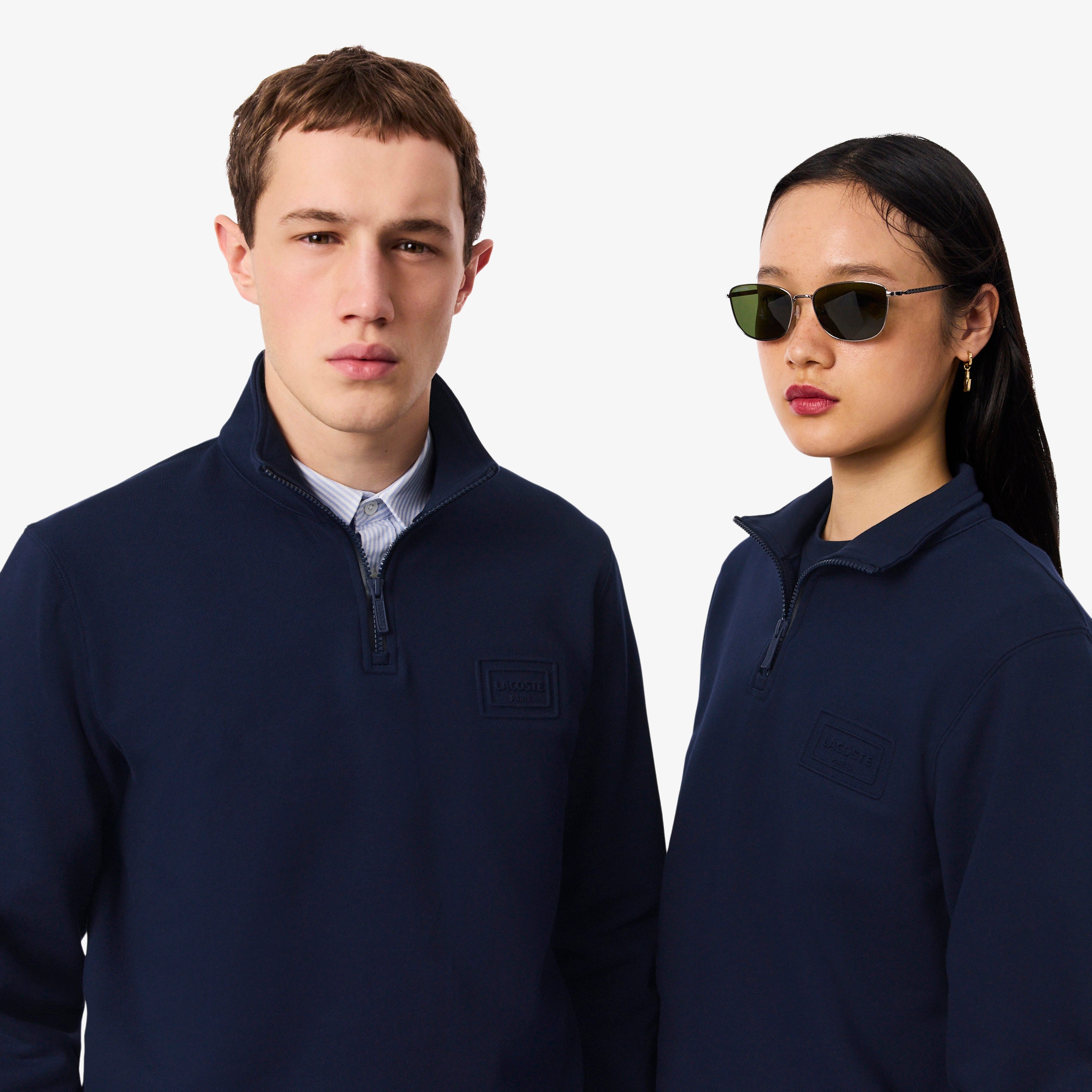 Unisex Classic Fit Yarım Fermuarlı Lacivert Sweatshirt