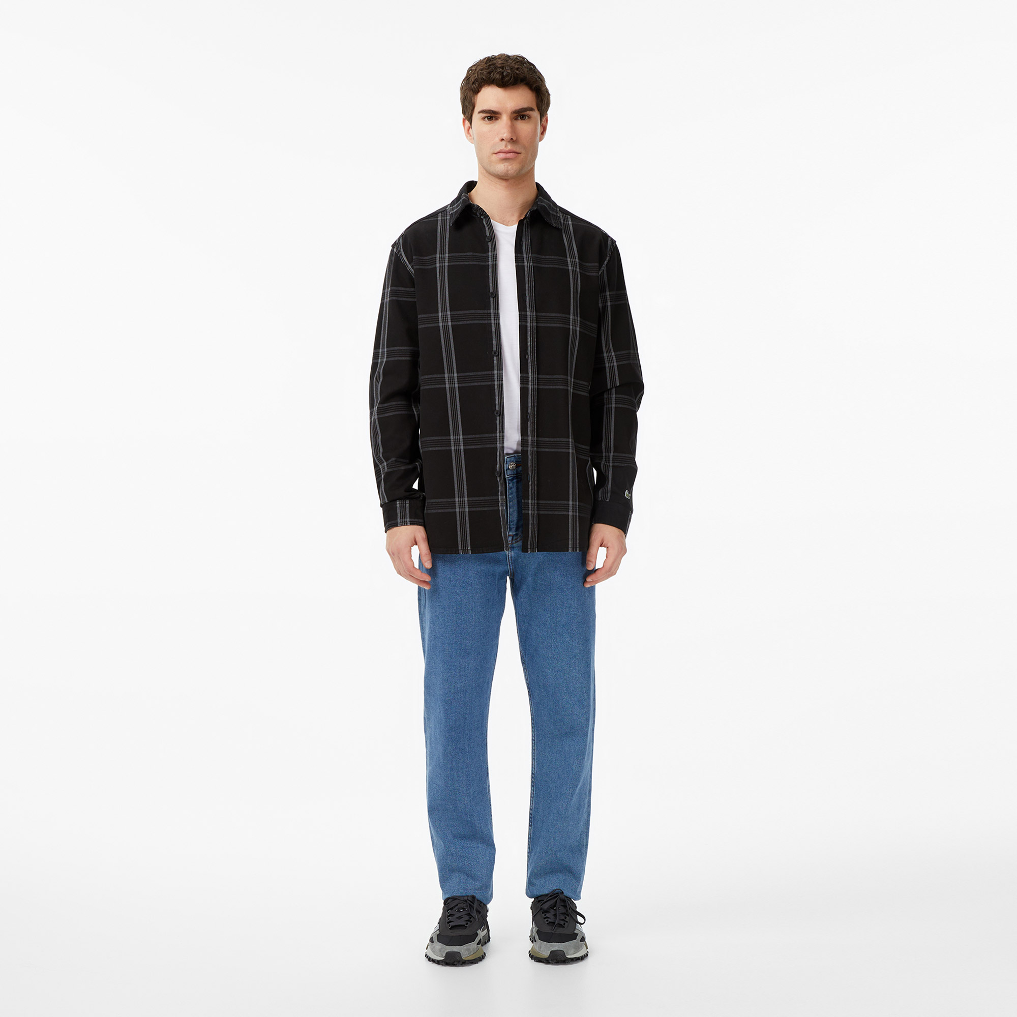 Lacoste Erkek Regular Fit Kareli Siyah Gömlek