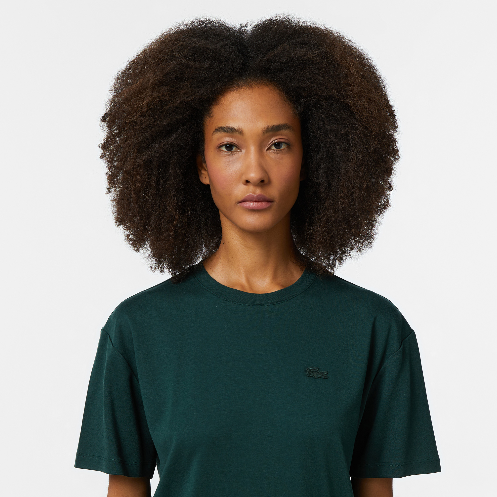 「RT-193446」 Kadın Relaxed Fit Bisiklet Yaka Koyu Yeşil T-Shirt34TF2403| Occasion