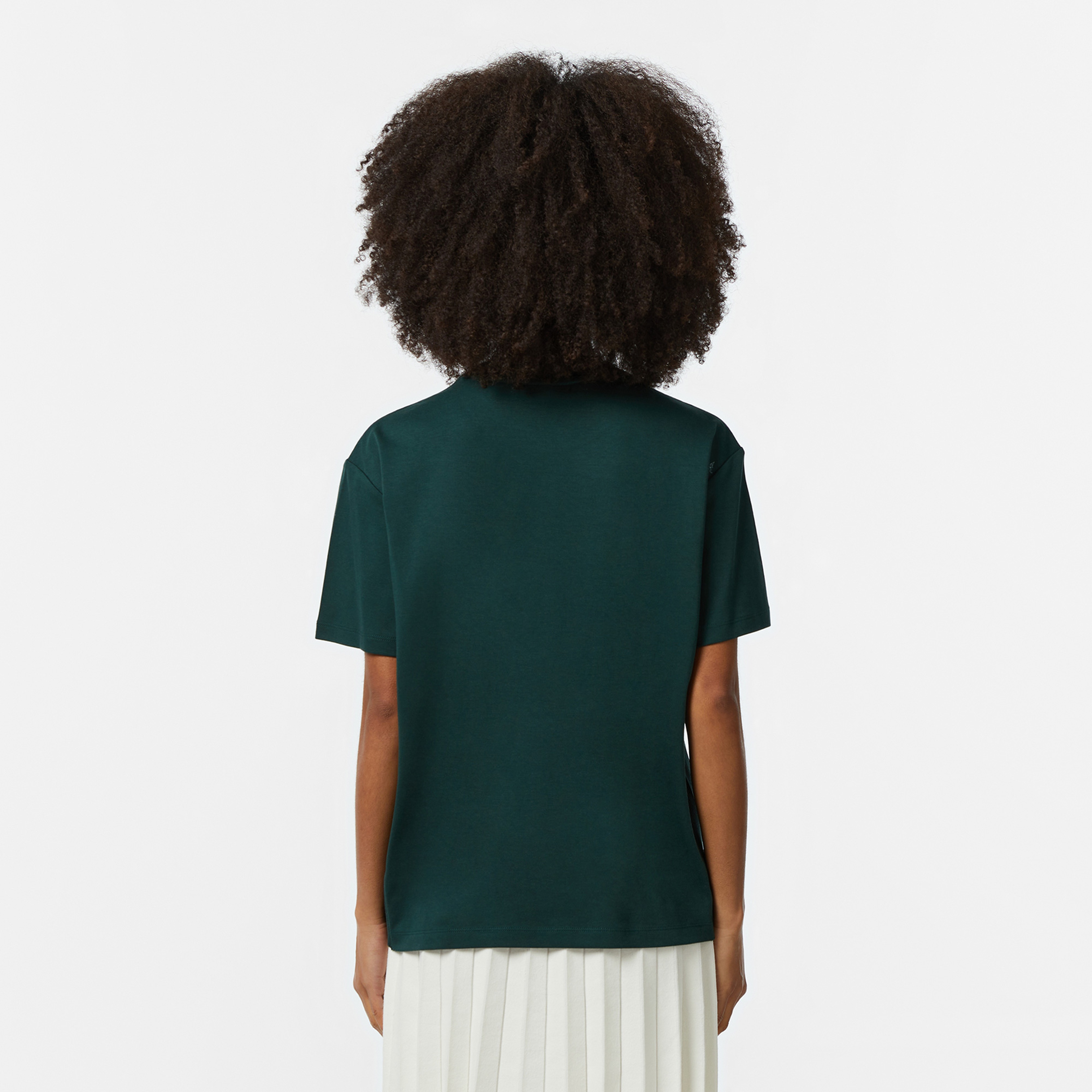 Kadın Relaxed Fit Bisiklet Yaka Koyu Yeşil T-Shirt