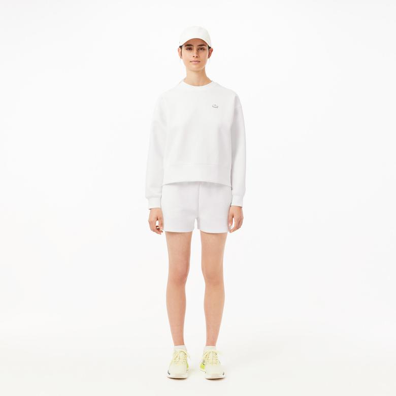 Kadın Oversize Fit Bisiklet Yaka Beyaz Sweatshirt