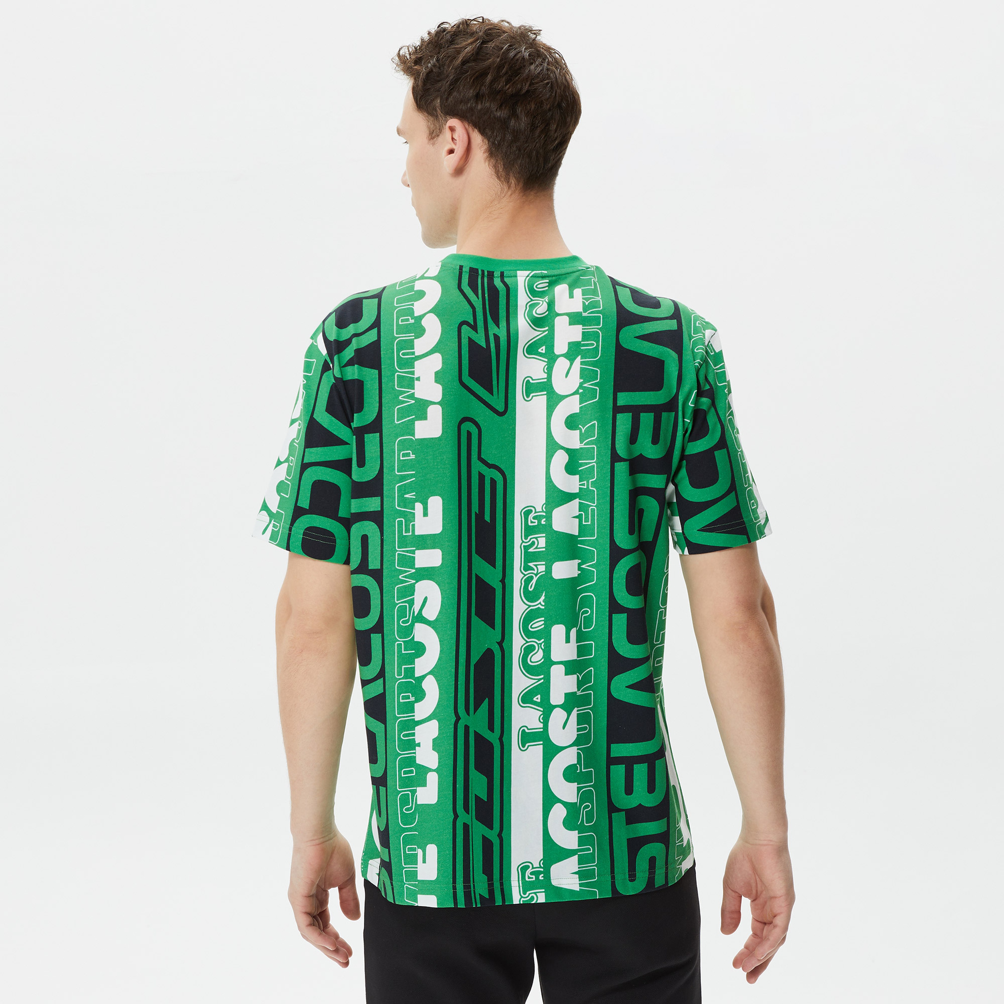 Erkek Regular Fit Bisiklet Yaka Baskılı Yeşil T-Shirt