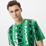 Erkek Regular Fit Bisiklet Yaka Baskılı Yeşil T-Shirt
