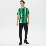Erkek Regular Fit Bisiklet Yaka Baskılı Yeşil T-Shirt