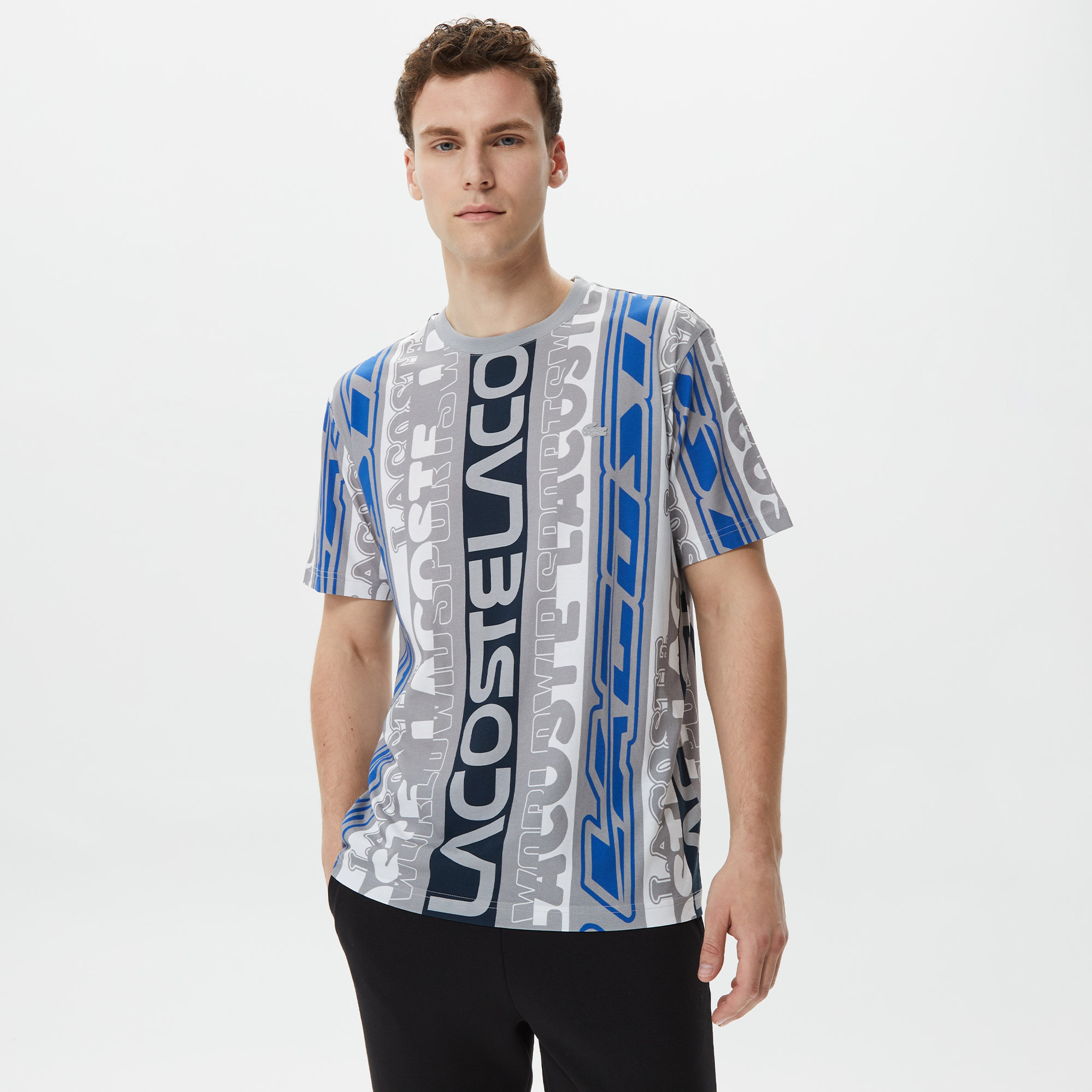 Erkek Regular Fit Bisiklet Yaka Baskılı Gri T-Shirt