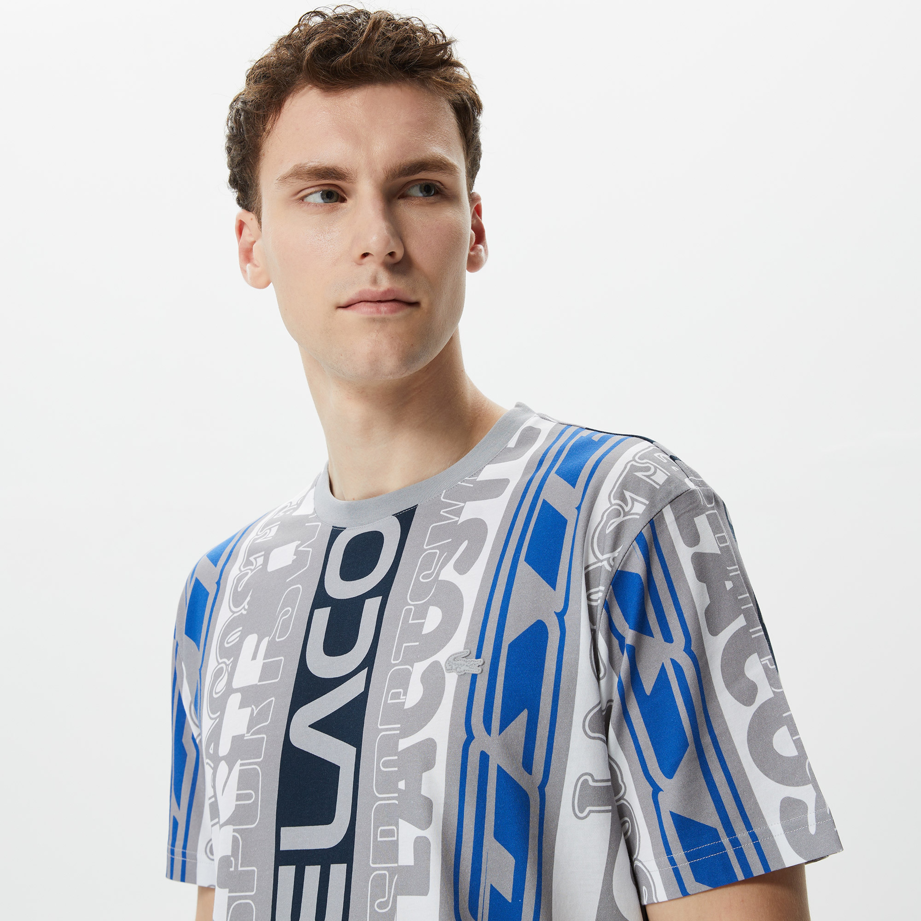 Erkek Regular Fit Bisiklet Yaka Baskılı Gri T-Shirt