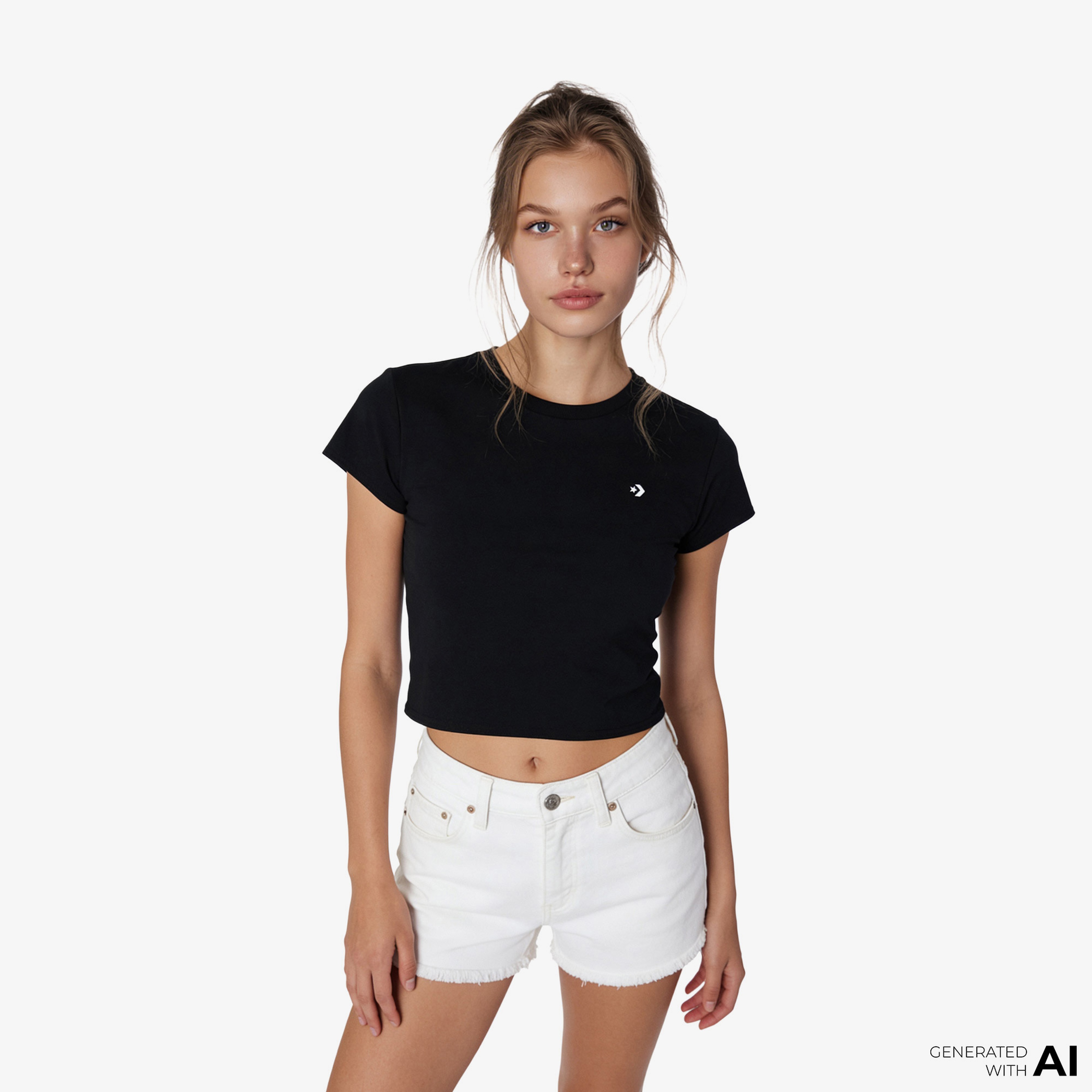 Converse Slim Fit Kadın Siyah T-Shirt