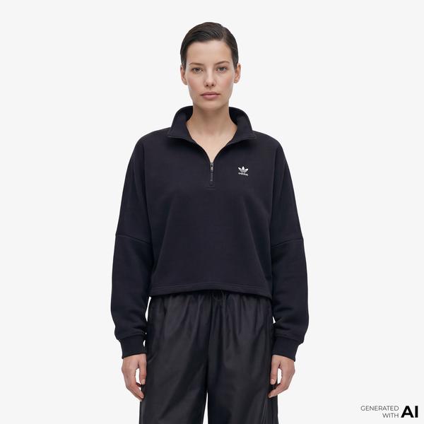 adidas Essentials Fleece 1/2 Zip Kadın Siyah Sweatshirt