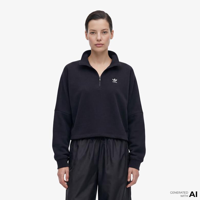 adidas Essentials Fleece 1/2 Zip Kadın Siyah Sweatshirt
