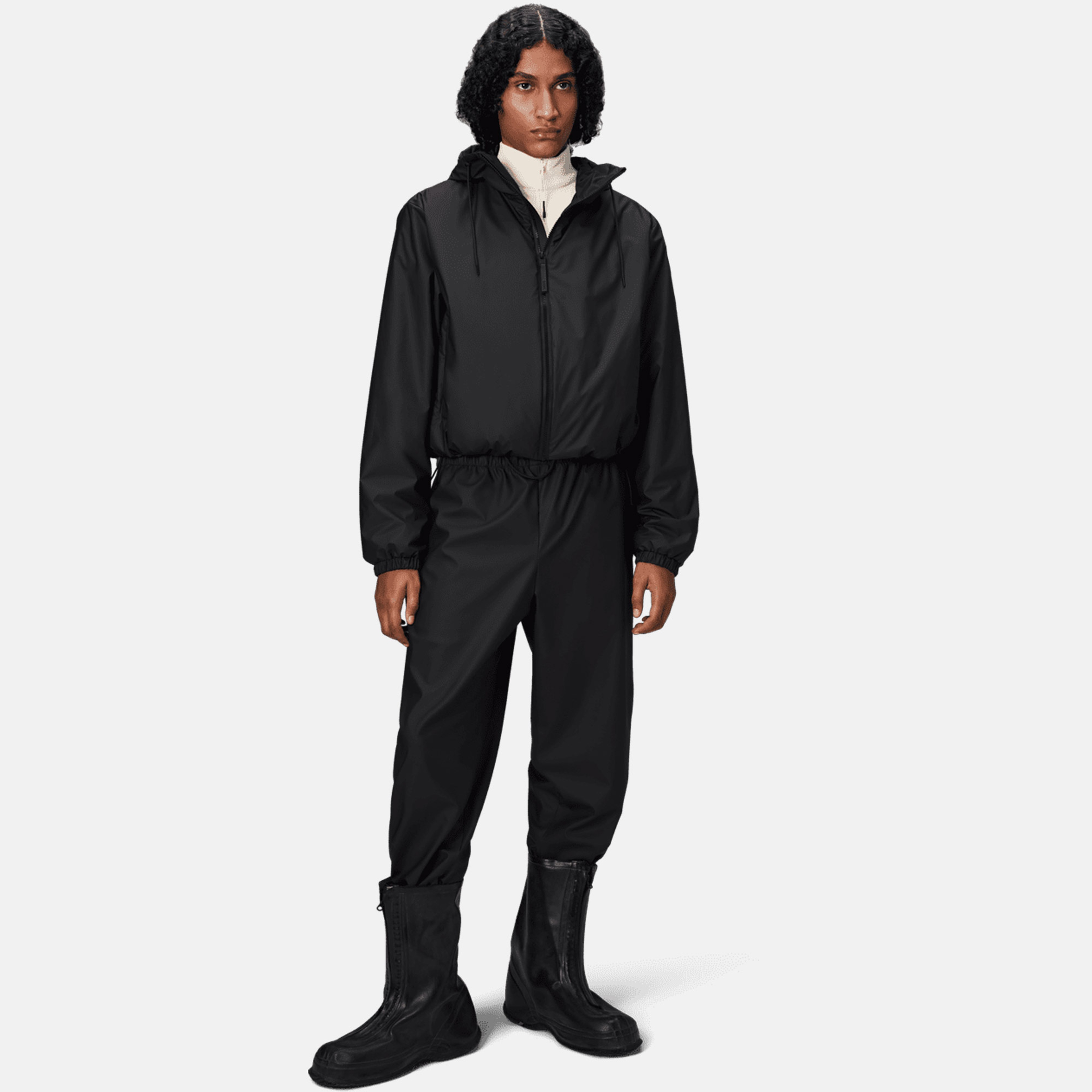 Rains Lohja Short Insulated Jacket W3T1 Unisex Siyah Yağmurluk