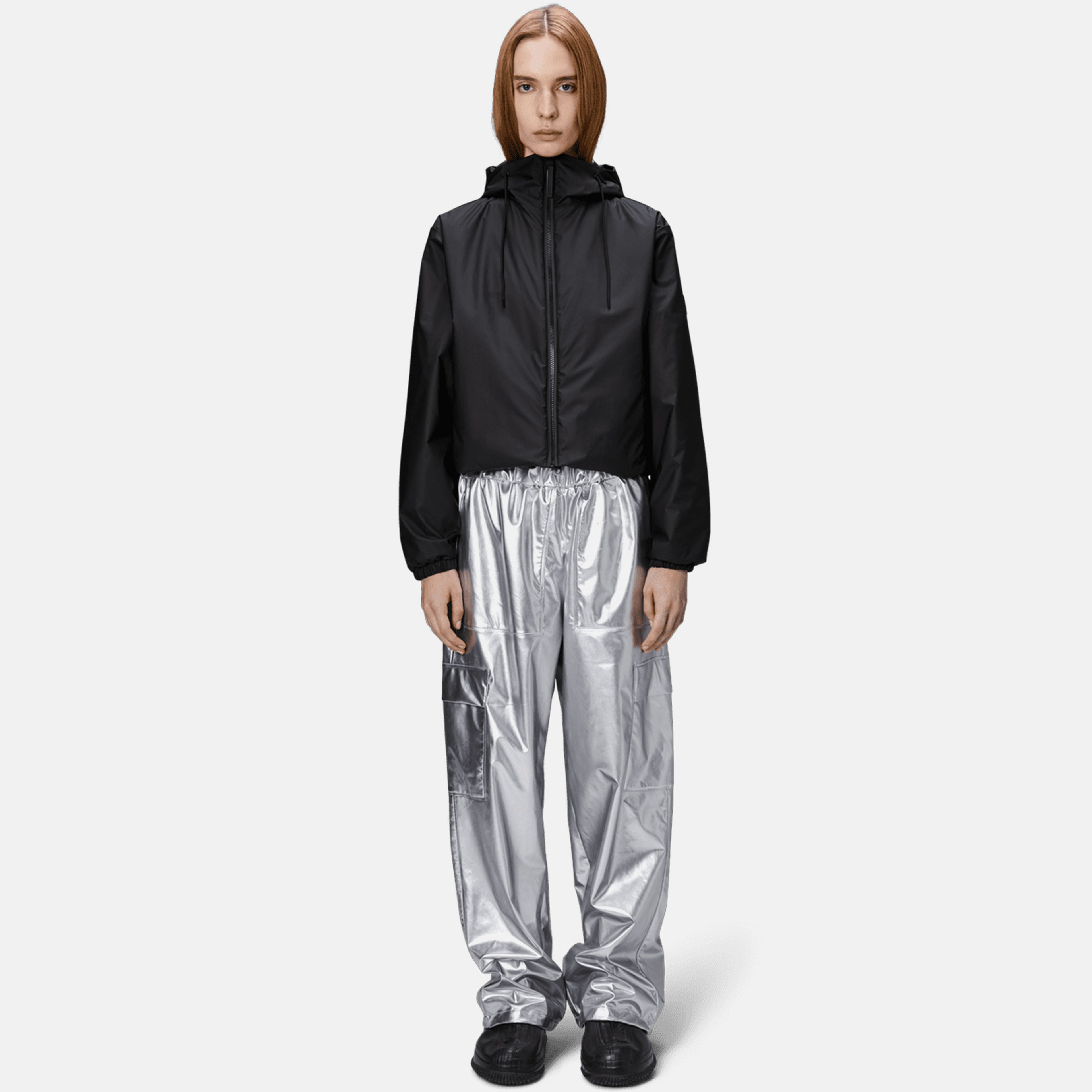Rains Lohja Short Insulated Jacket W3T1 Unisex Siyah Yağmurluk