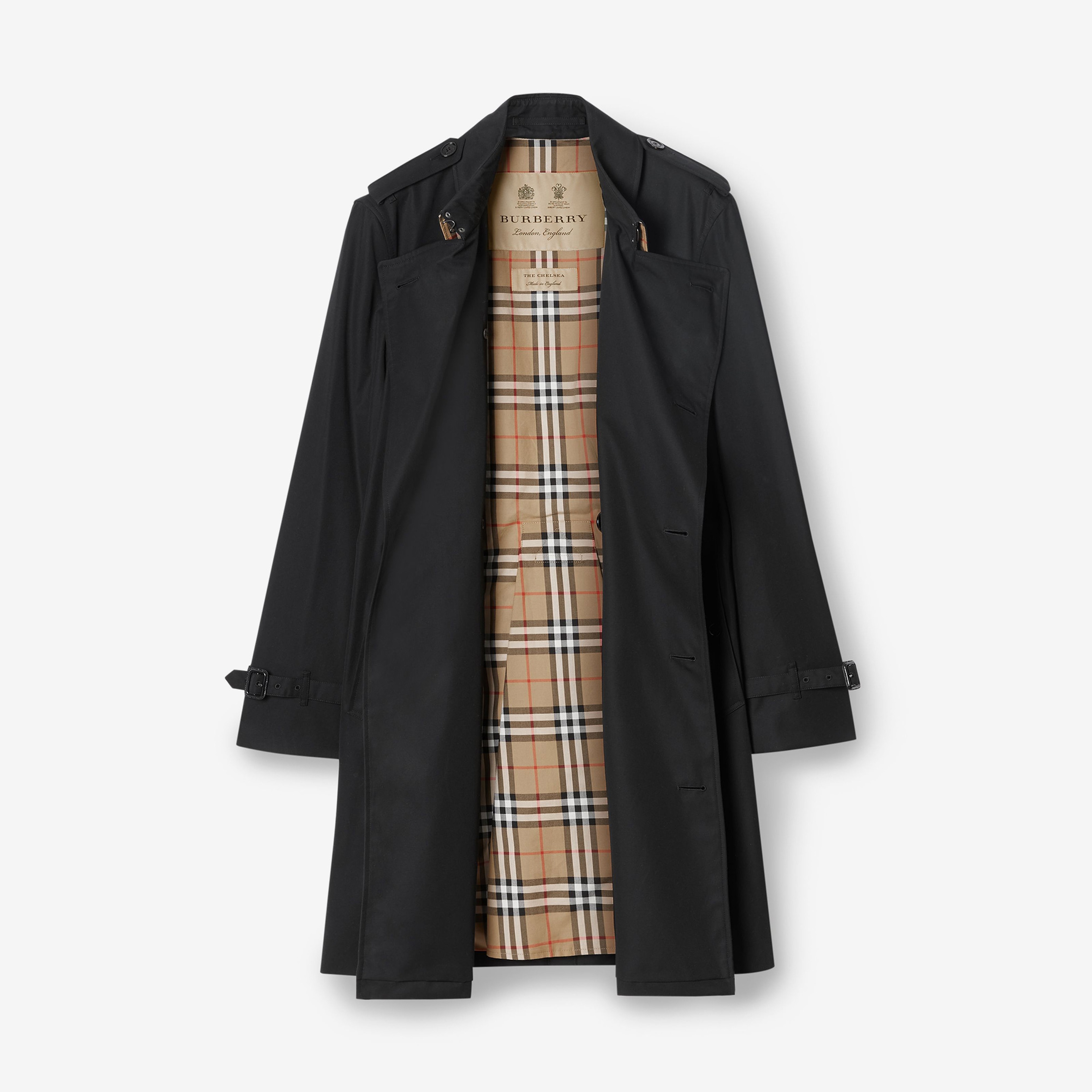 Burberry The Mid-Length Chelsea Heritage Erkek Siyah Trençkot