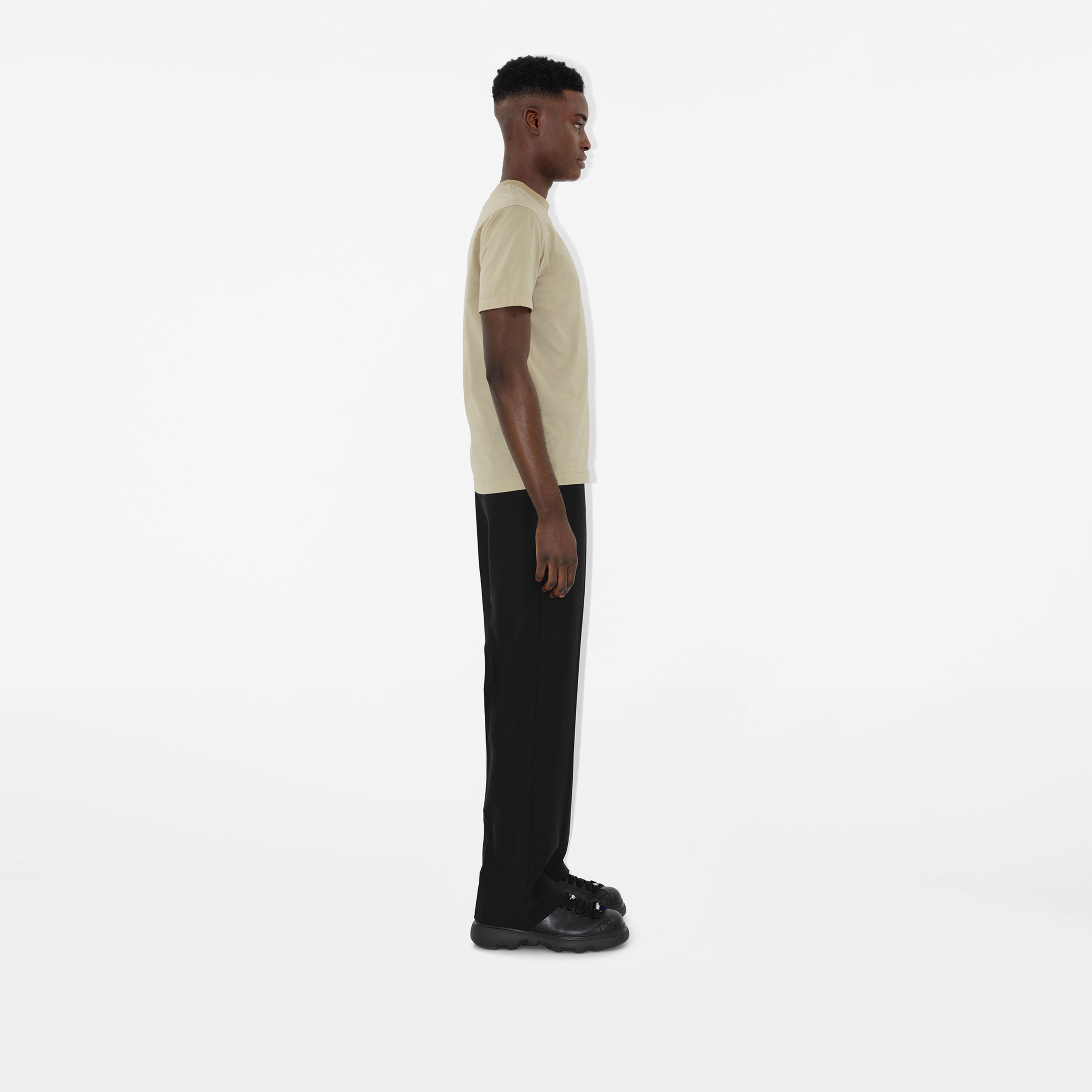 Burberry Pamuklu Erkek Krem Rengi T-Shirt