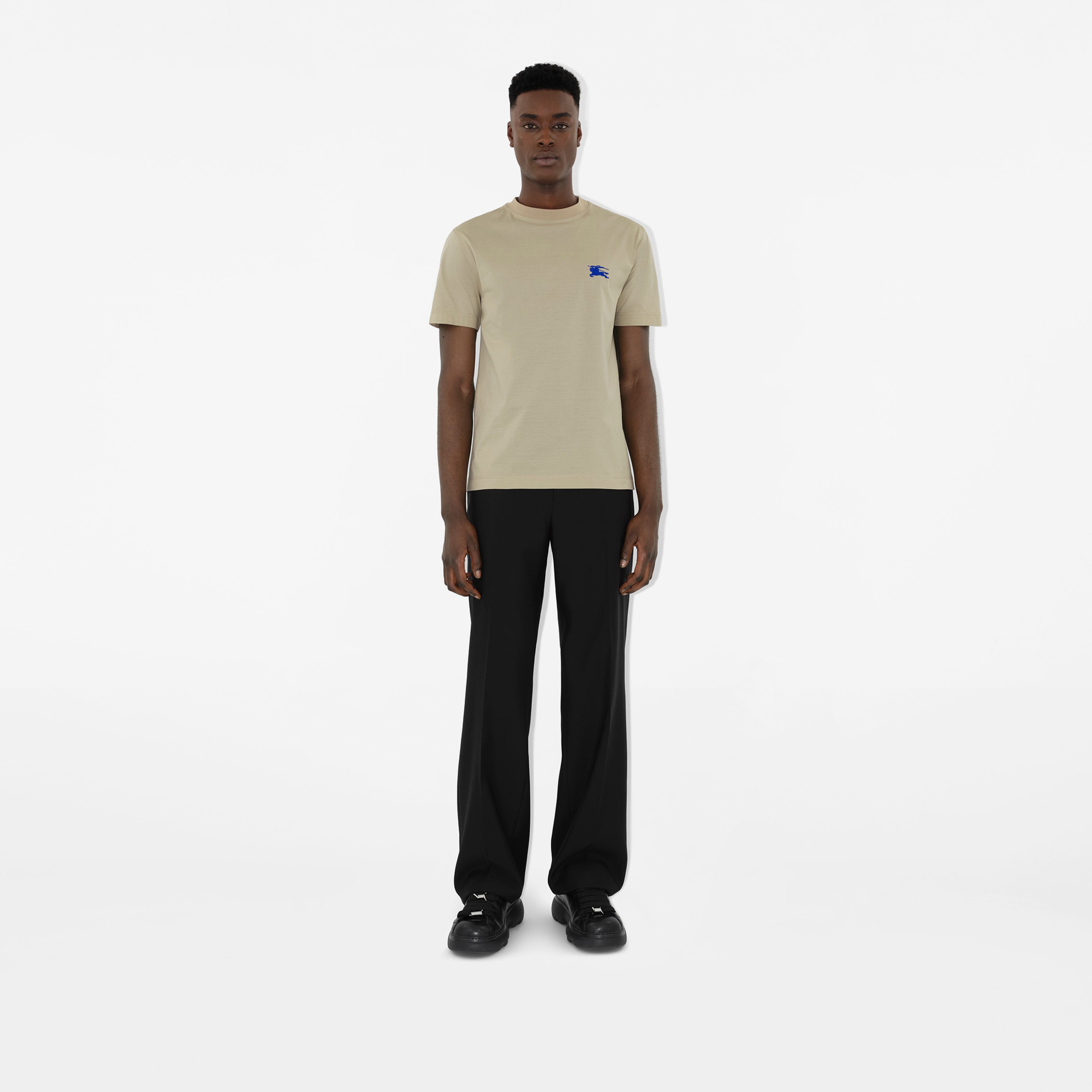 Burberry Pamuklu Erkek Krem Rengi T-Shirt