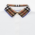 Burberry Check Yaka Detaylı Pamuklu Çocuk Beyaz Polo
