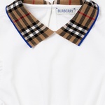 Burberry Check Collar Pamuklu Çocuk Beyaz Elbise