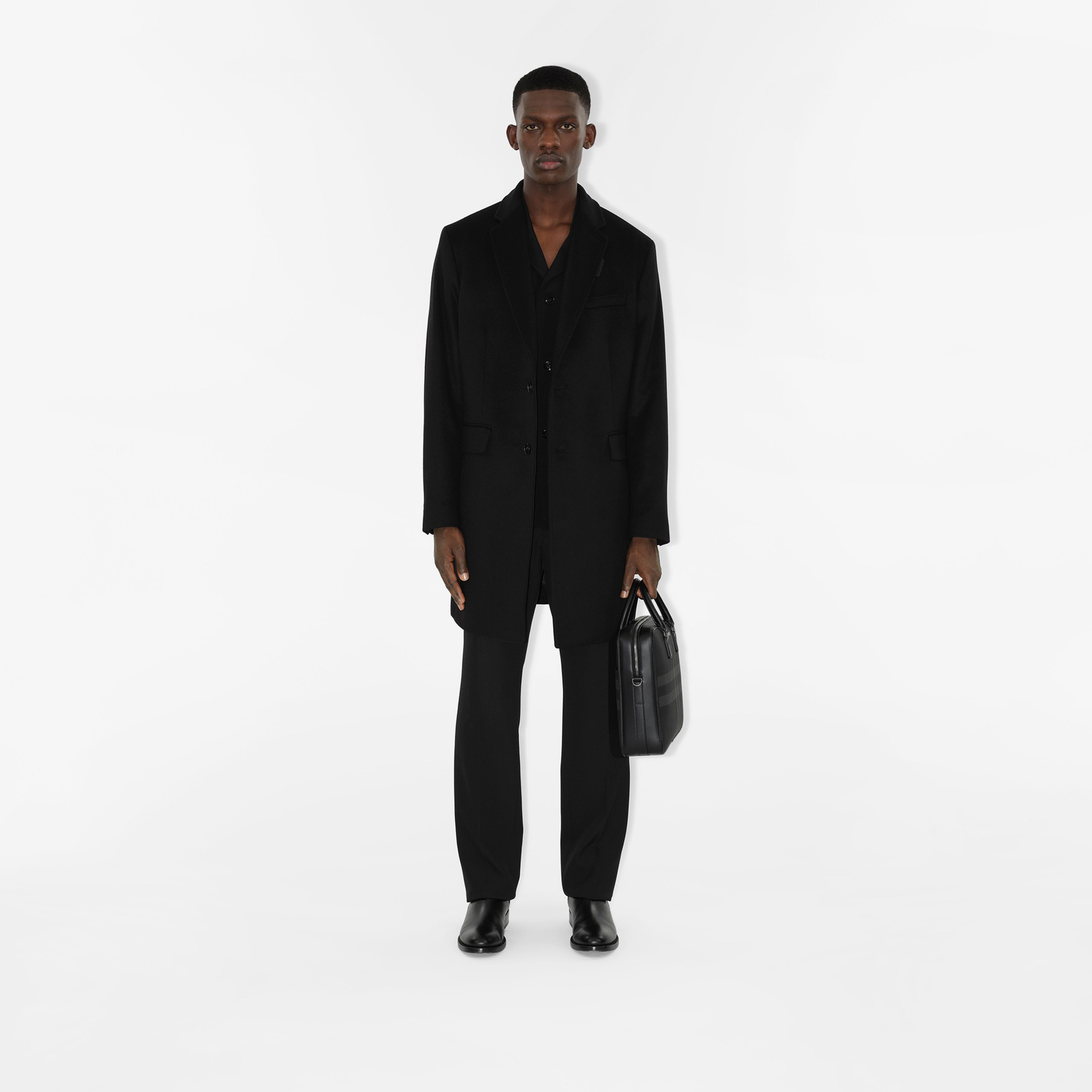 Burberry Yün Kaşmir Tailored Erkek Siyah Mont