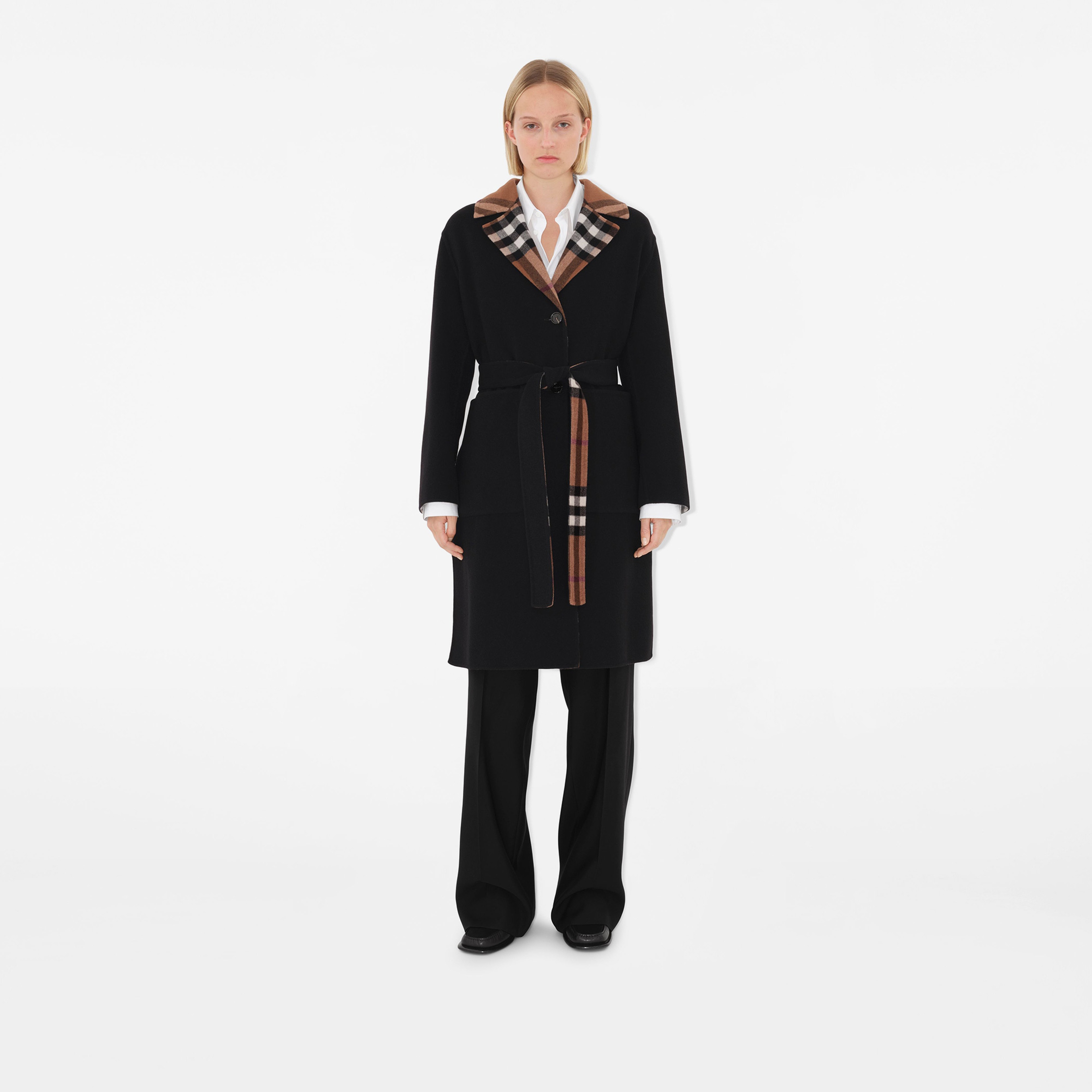 Burberry Reversible Check Yün Kadın Siyah Mont
