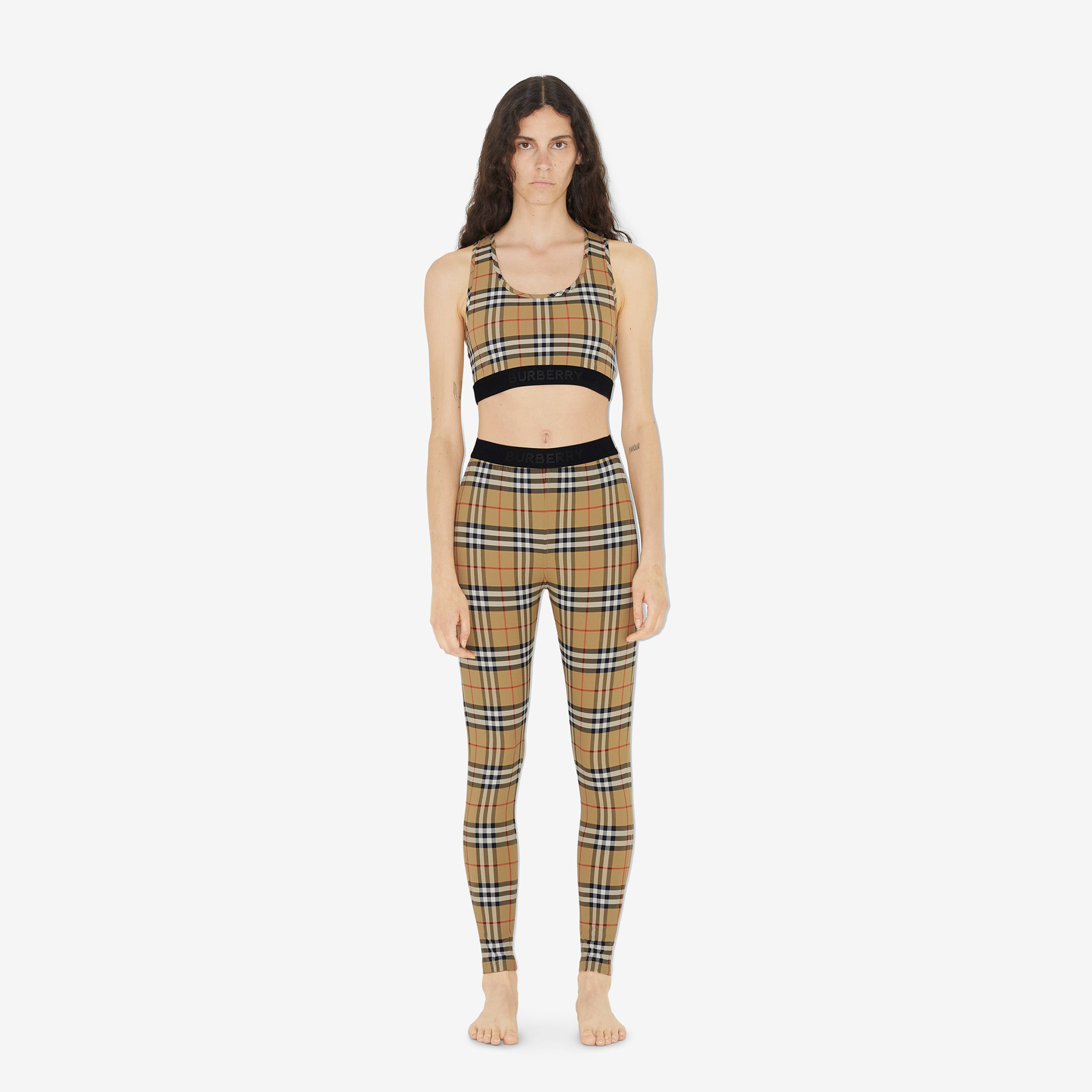 Burberry Check Stretch Jersey Kadın Bej Pantolon