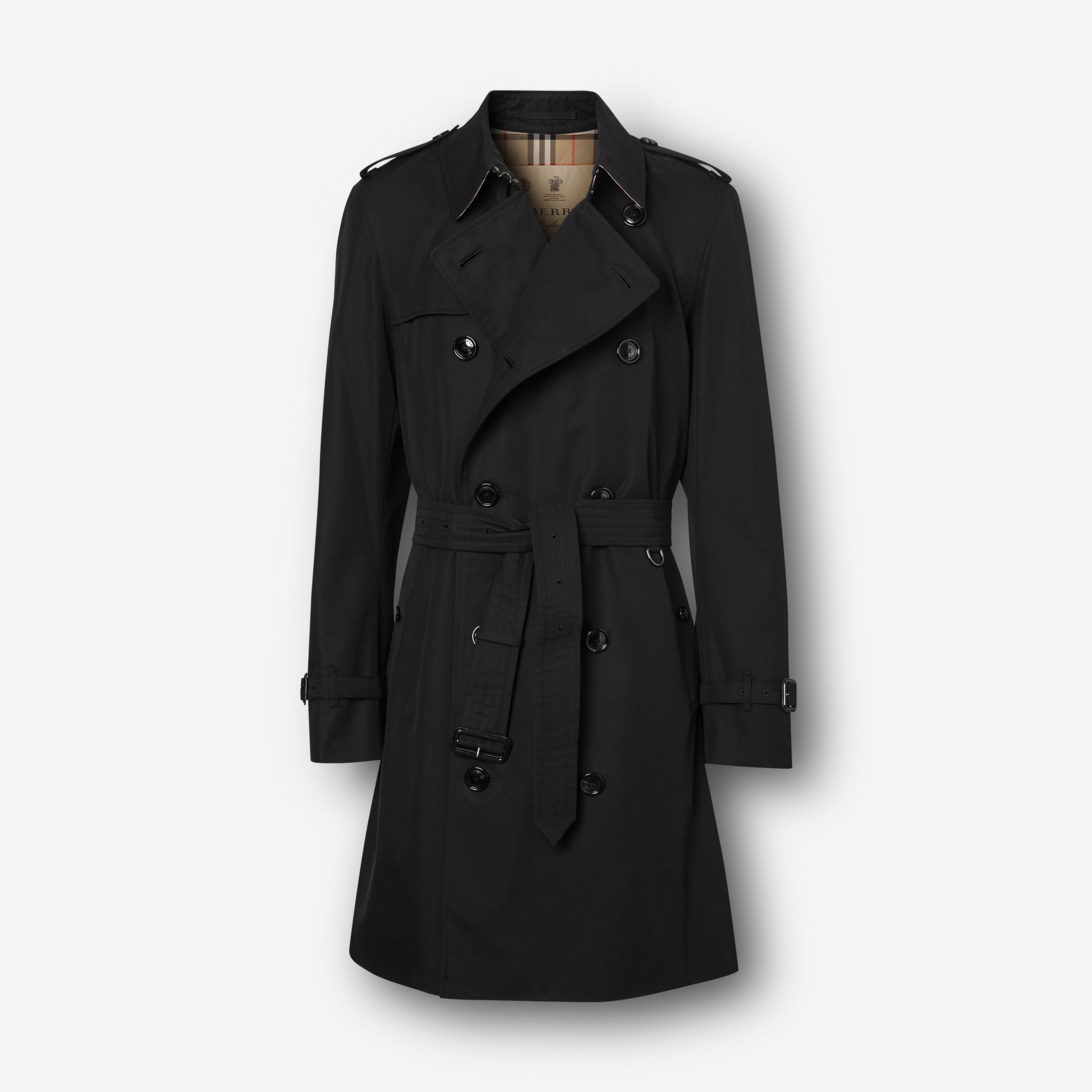 Burberry The Mid-Length Chelsea Heritage Erkek Siyah Trençkot