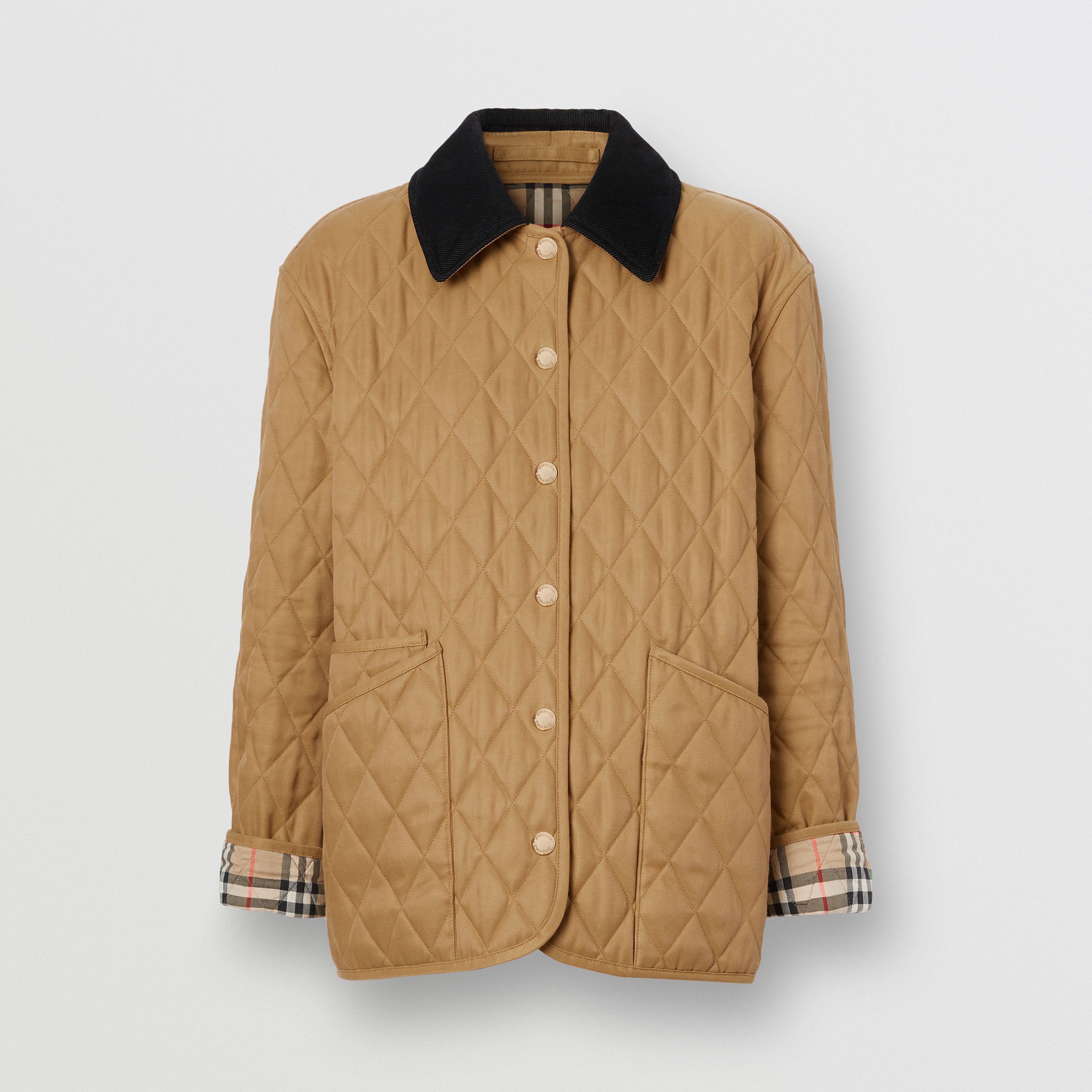 Burberry Dranefeld Corduroy Collar Diamond Quilted Kadın Bej Mont