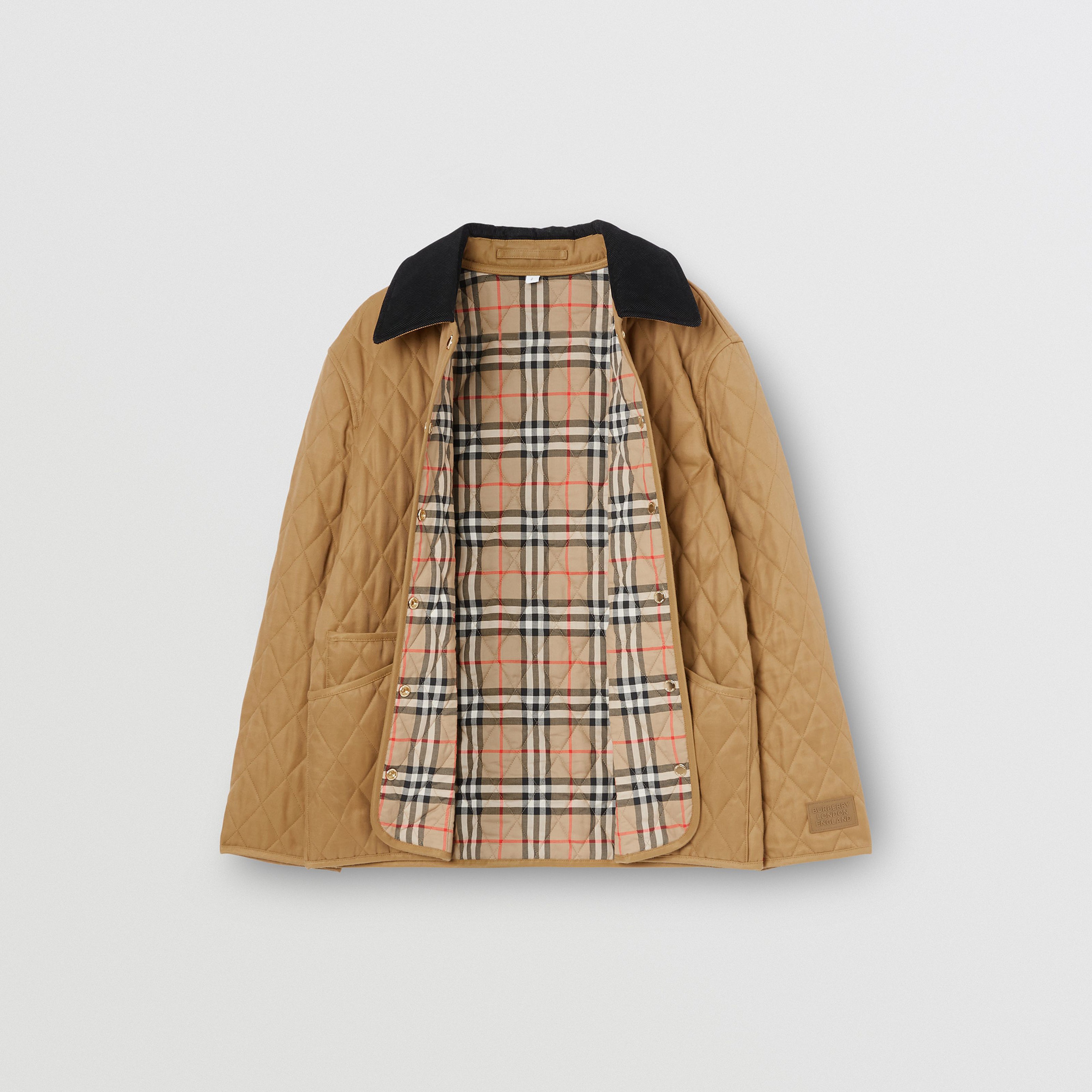 Burberry Dranefeld Corduroy Collar Diamond Quilted Kadın Bej Mont