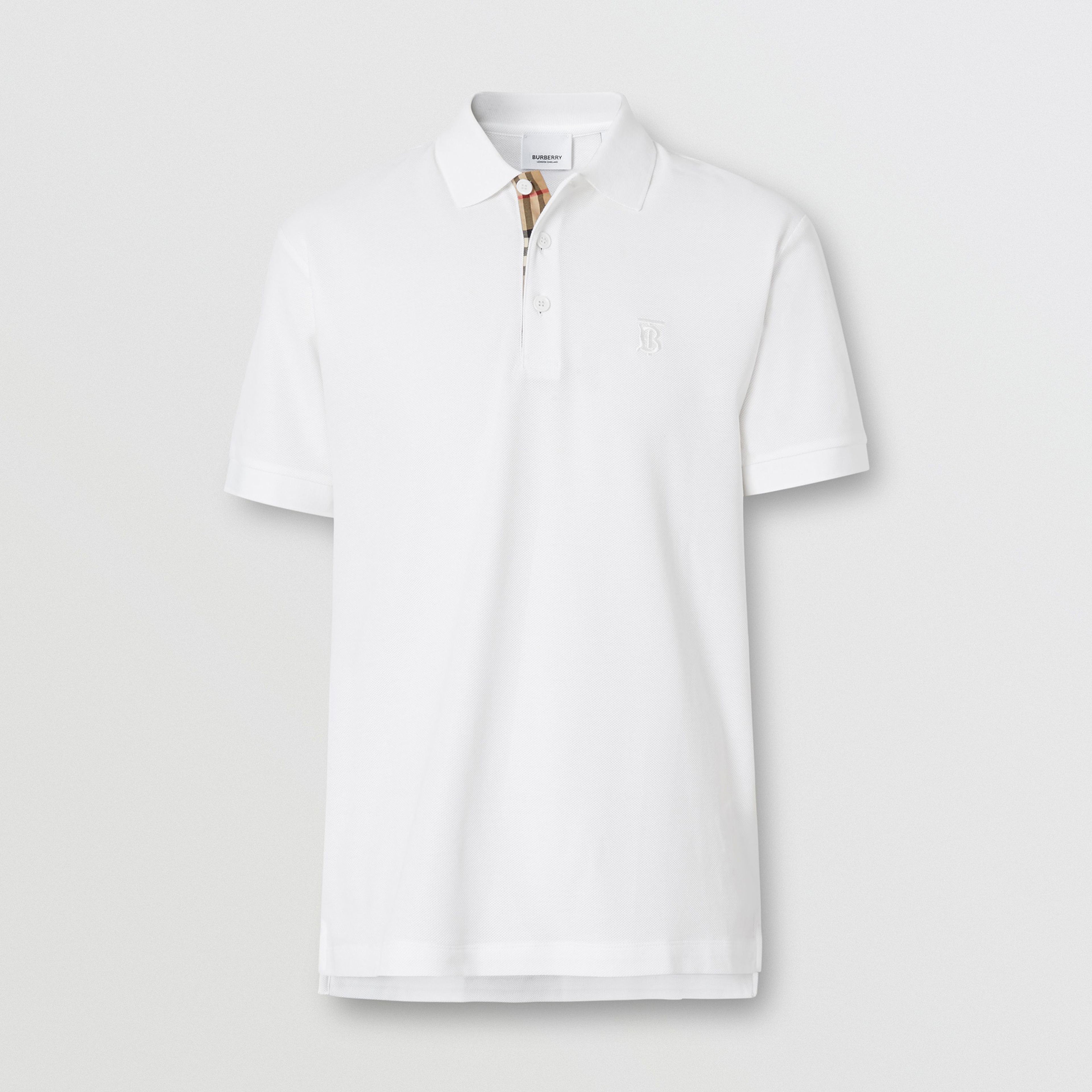 Burberry Eddie Monogram Motif Cotton Piqu
 Erkek Beyaz Polo