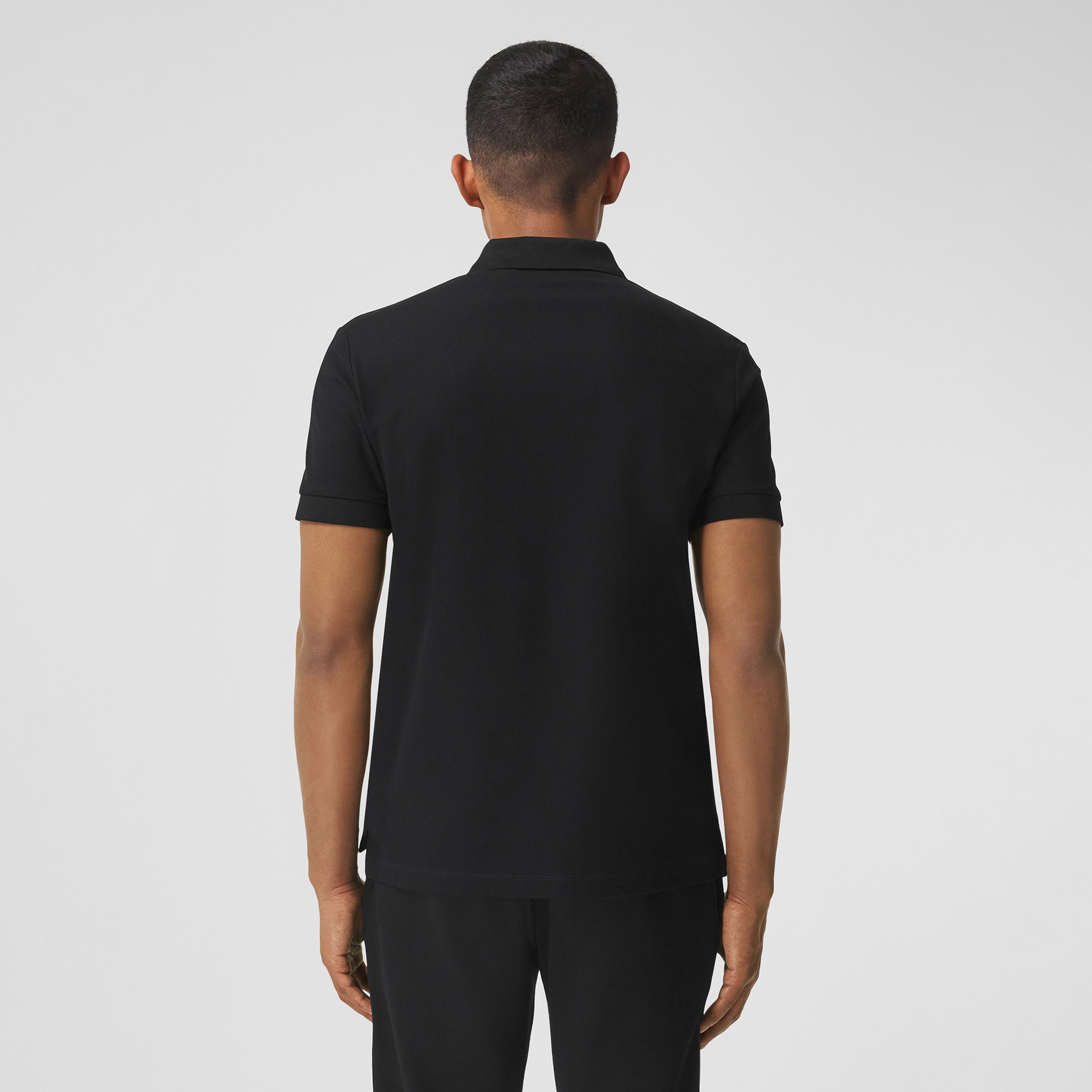Burberry Eddie Monogram Motif Cotton Piqu Erkek Siyah Polo