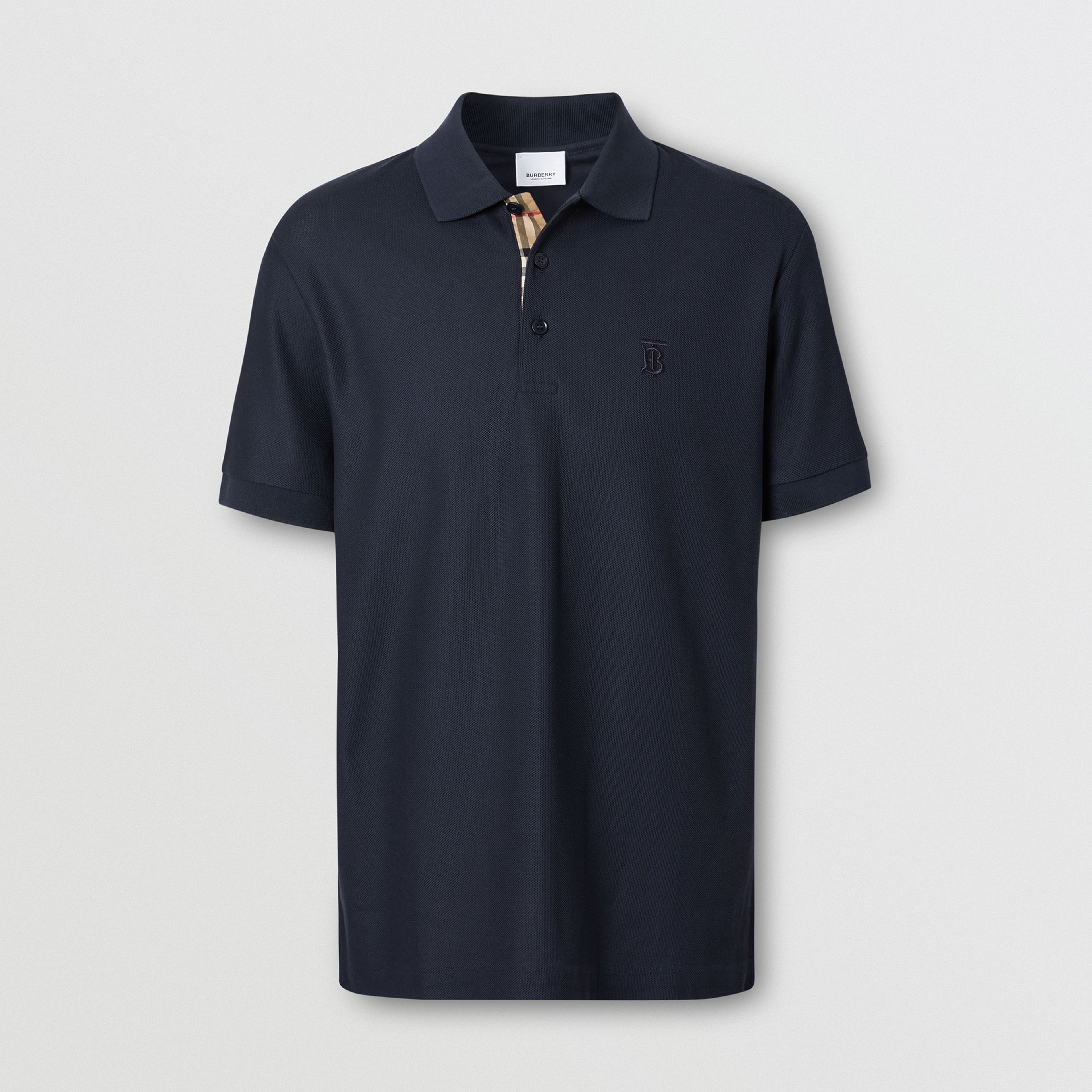 Burberry Eddie Monogram Motif Cotton Piqu
 Erkek Lacivert Polo