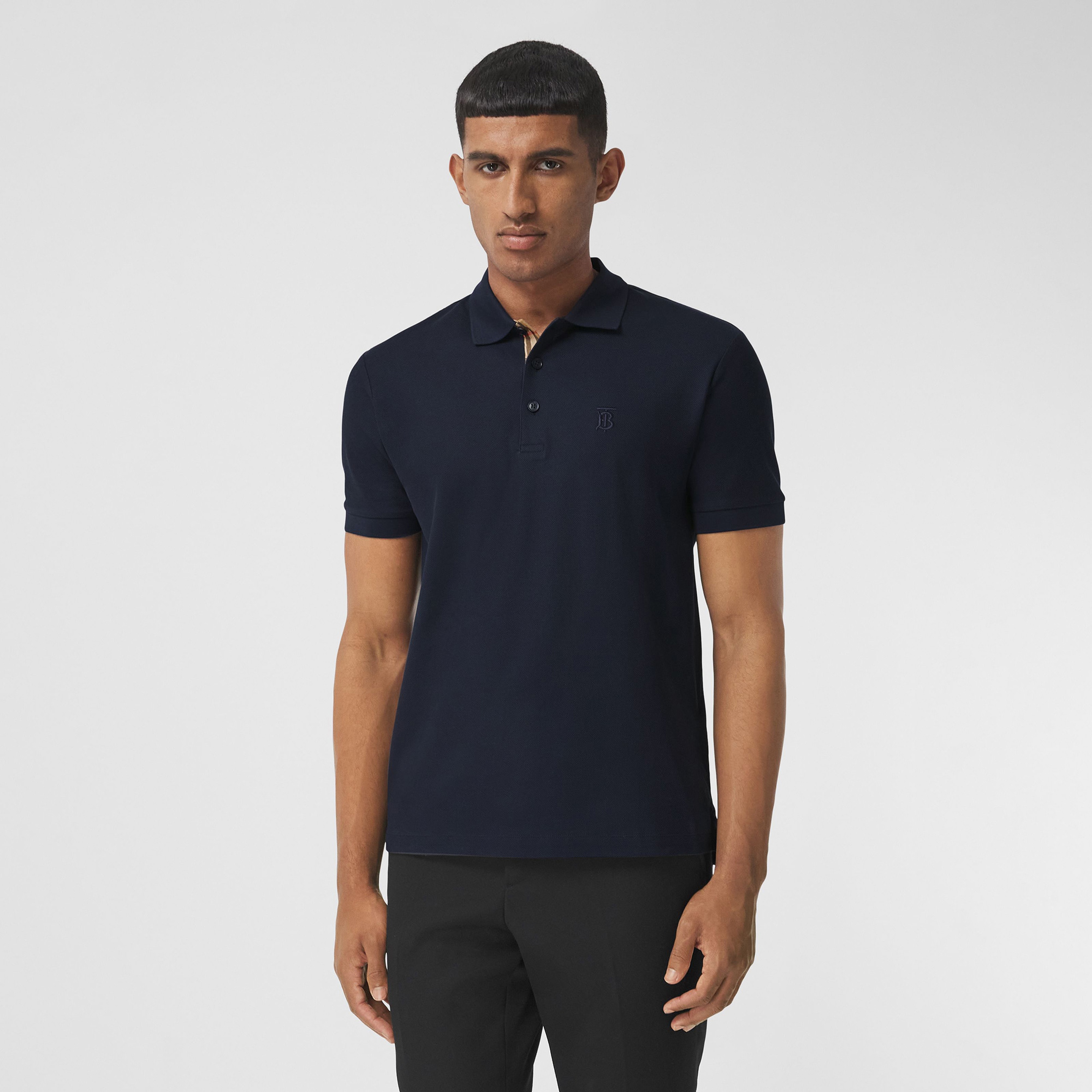 Burberry Eddie Monogram Motif Cotton Piqu
 Erkek Lacivert Polo