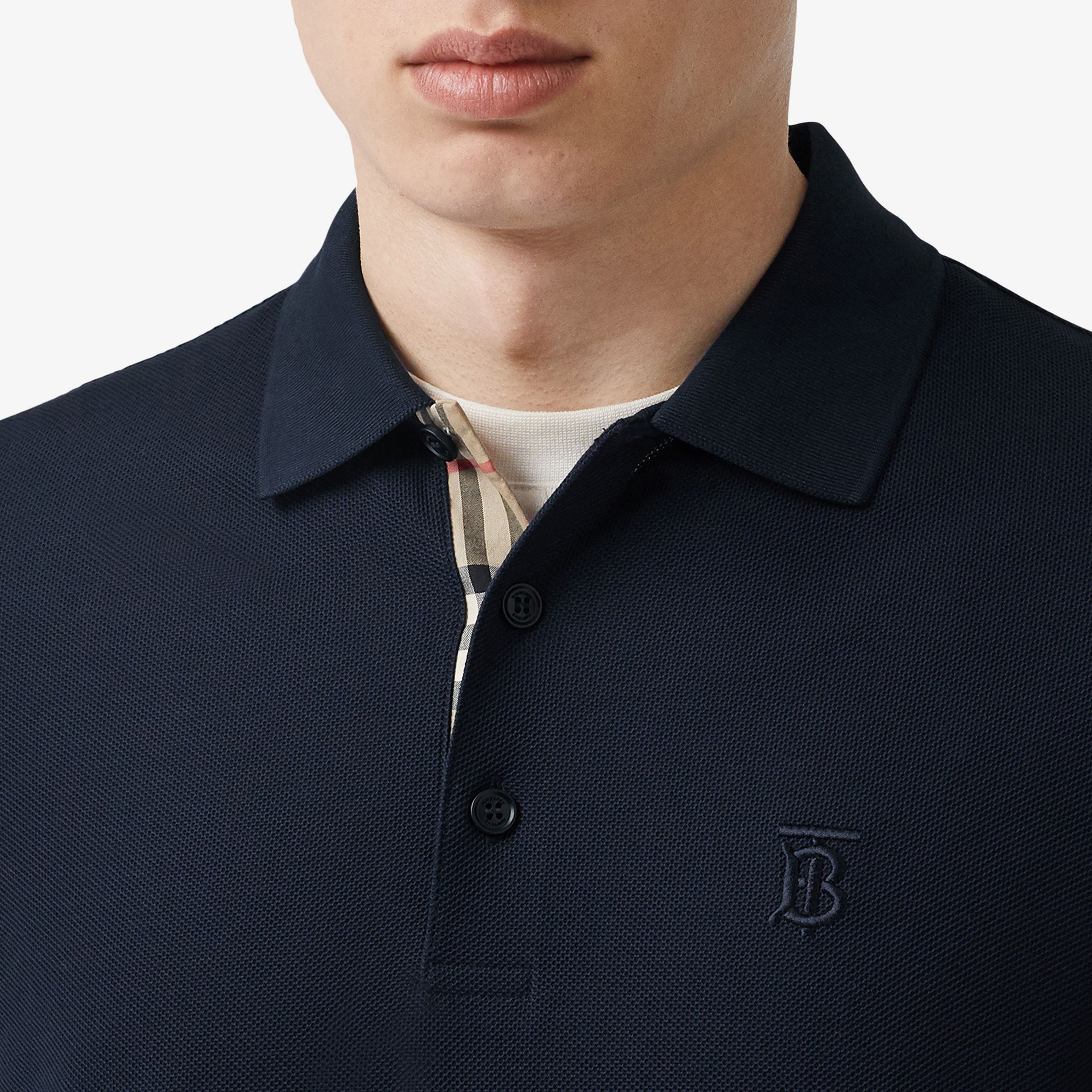 Burberry Eddie Monogram Motif Cotton Piqu
 Erkek Lacivert Polo