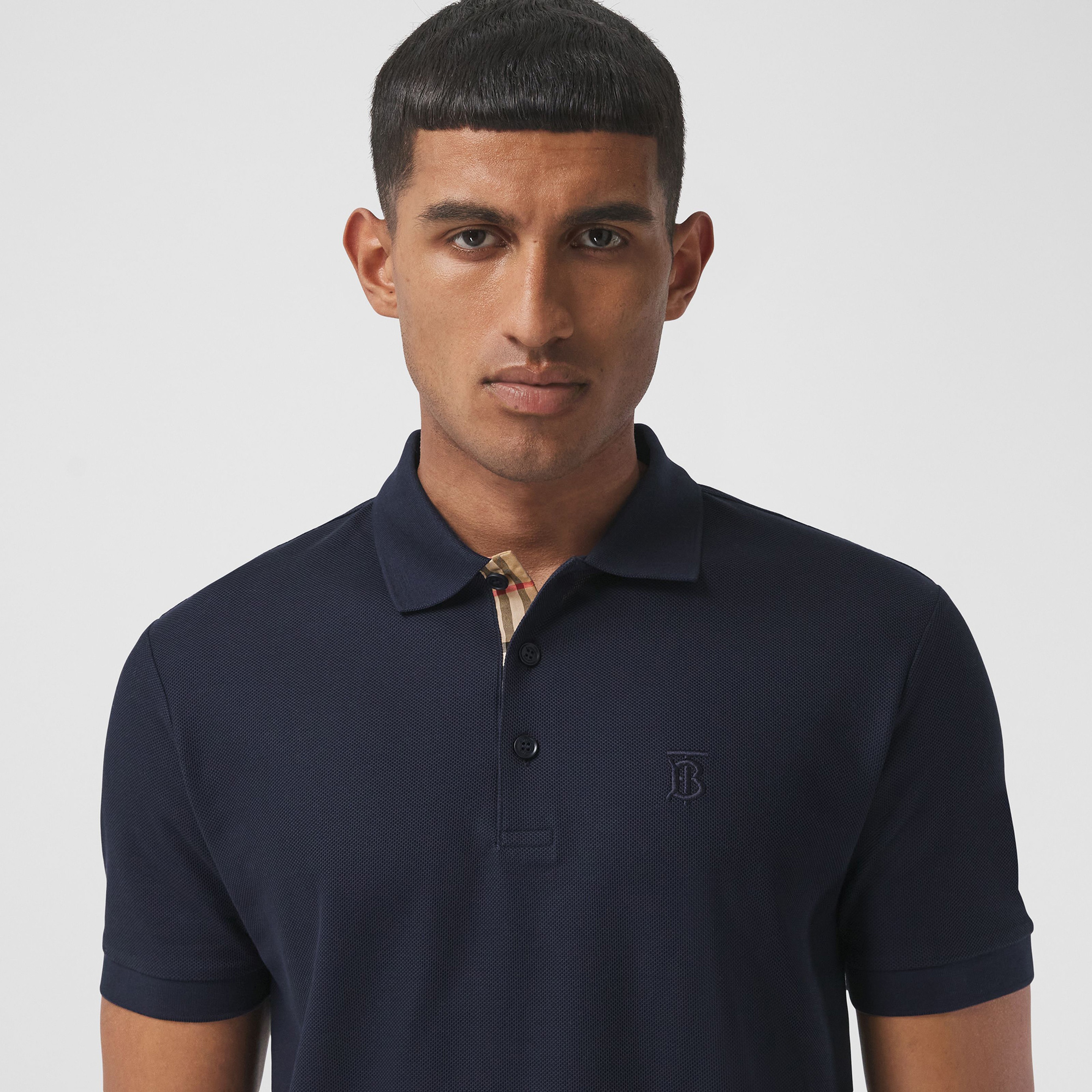 Burberry Eddie Monogram Motif Cotton Piqu
 Erkek Lacivert Polo