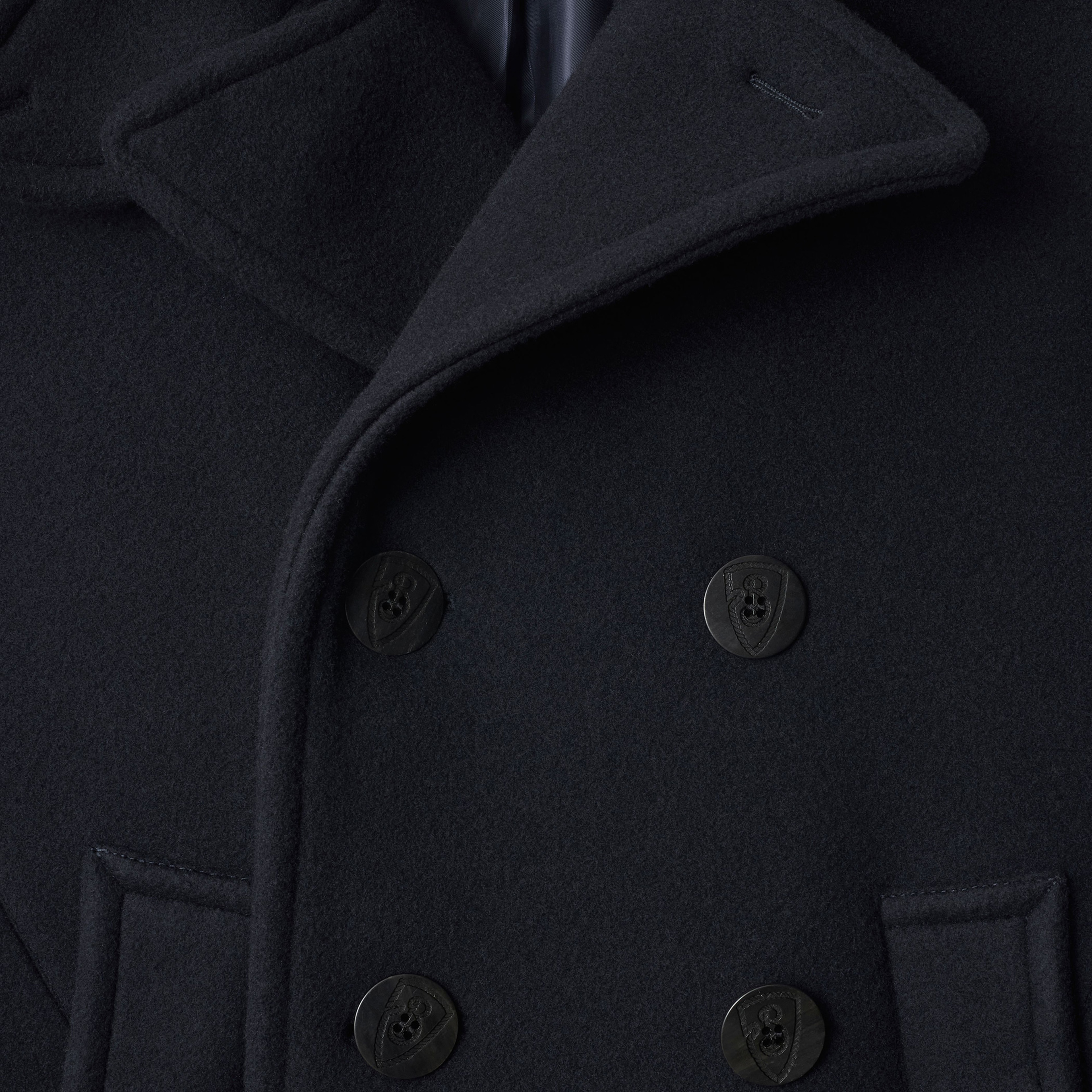 Burberry Cas Wool Pea Erkek Lacivert Palto