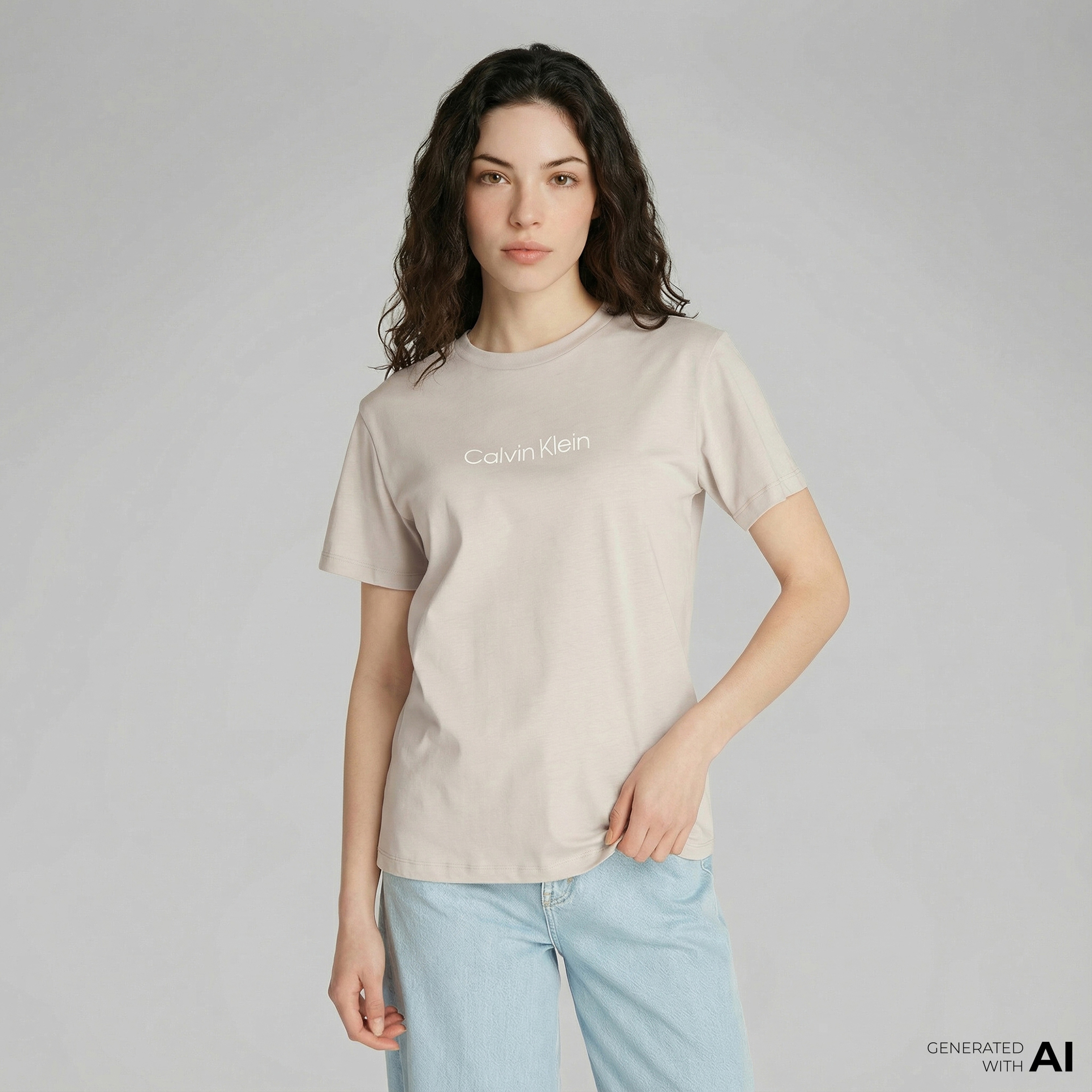 Calvin Klein Kadın Gri T-Shirt