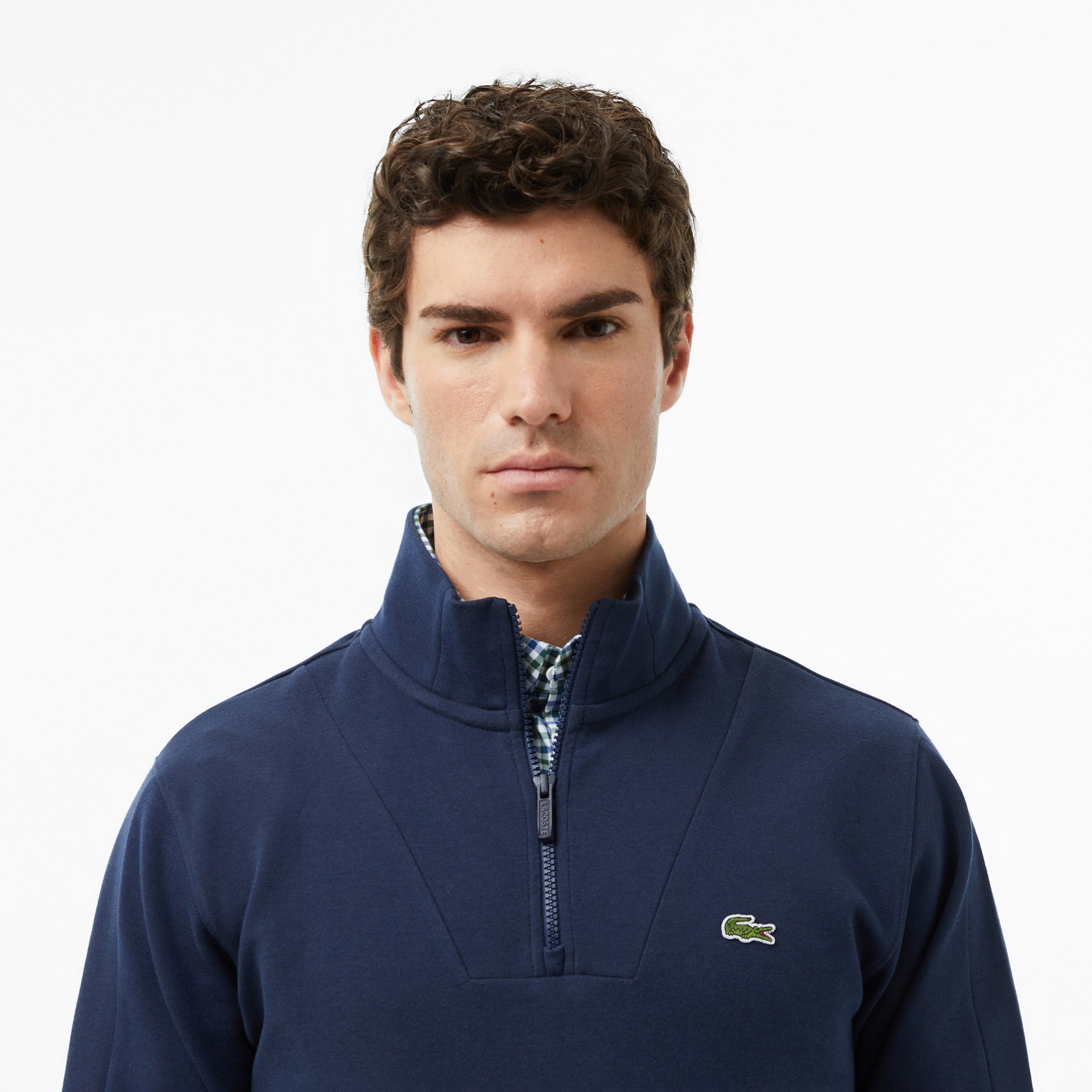 Erkek Classic Fit Yarım Fermuarlı Lacivert Sweatshirt