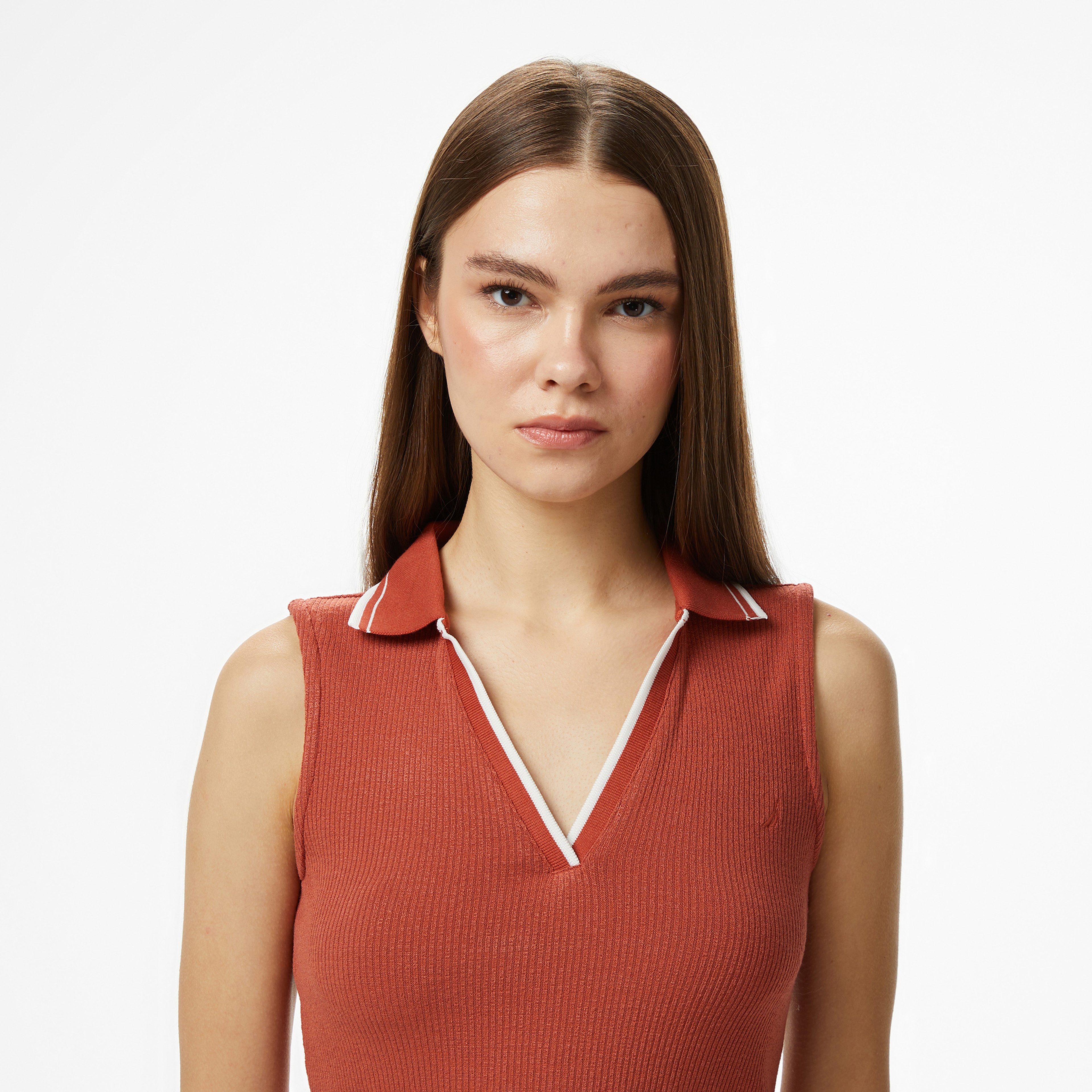 Nautica Kadın Kırmızı Regular Fit Kolsuz Polo Yaka T-Shirt