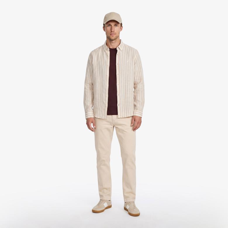 Nautica Erkek Krem Tapered Denim Pantolon
