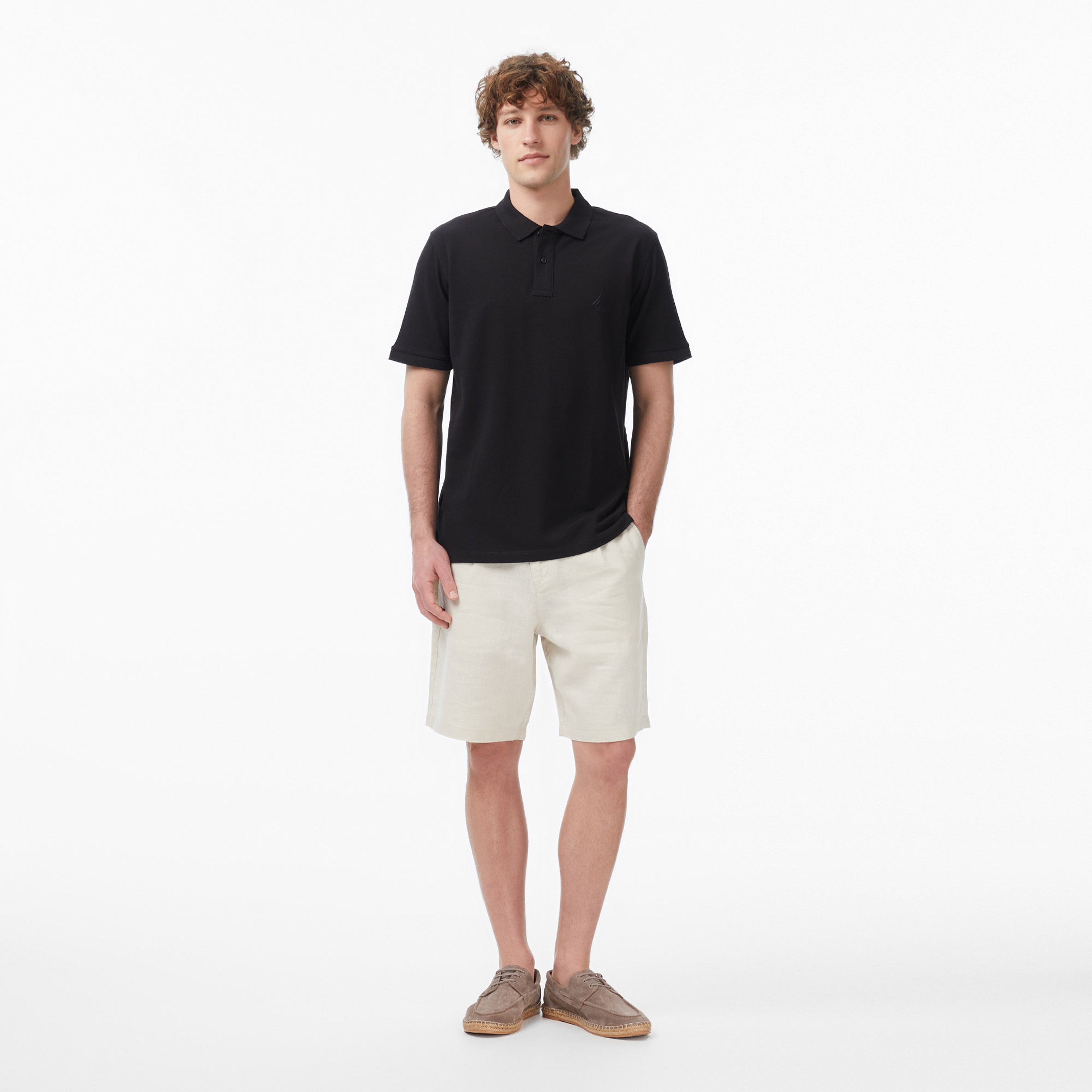 Nautica Erkek Krem Regular Fit Keten Şort