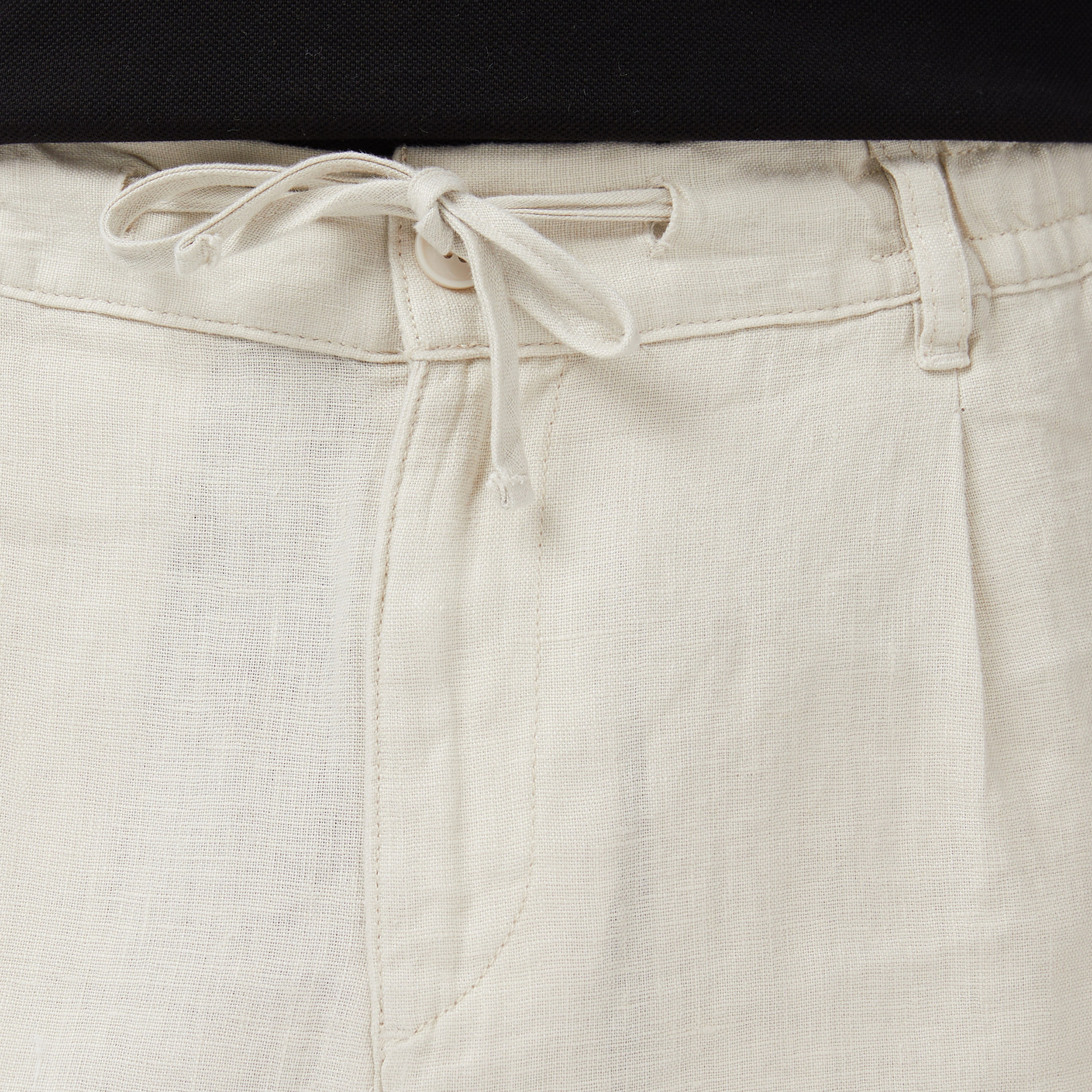 Nautica Erkek Krem Regular Fit Keten Şort