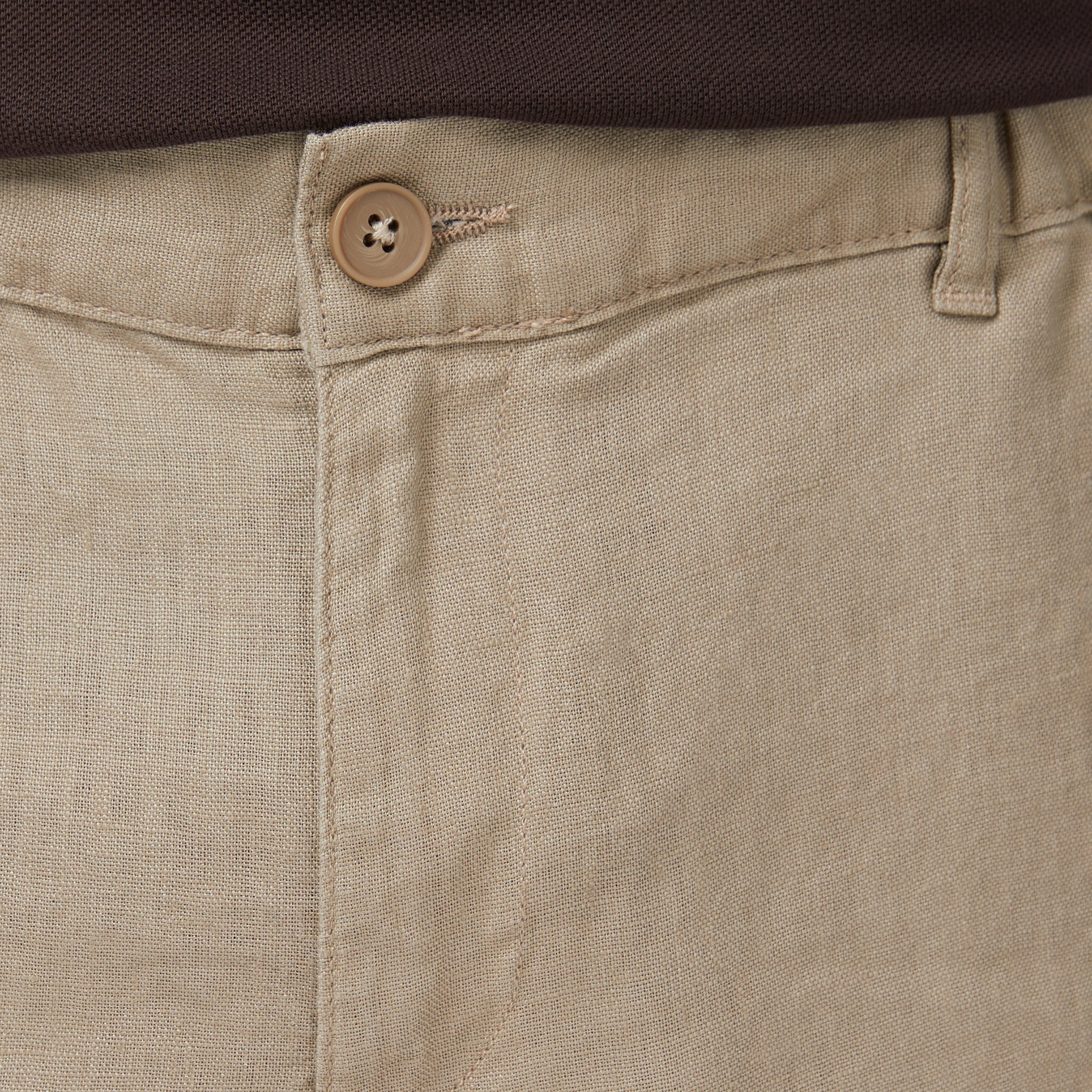 Nautica Erkek Kahverengi Regular Fit Keten Şort
