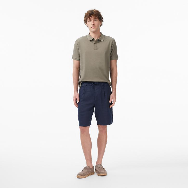 Nautica Erkek Lacivert Regular Fit Keten Şort