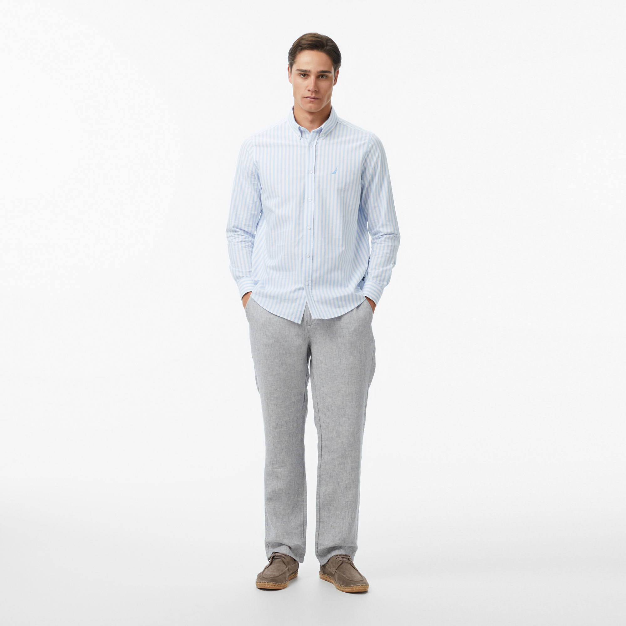 Nautica Erkek Mavi Regular Fit Çizgili Gömlek