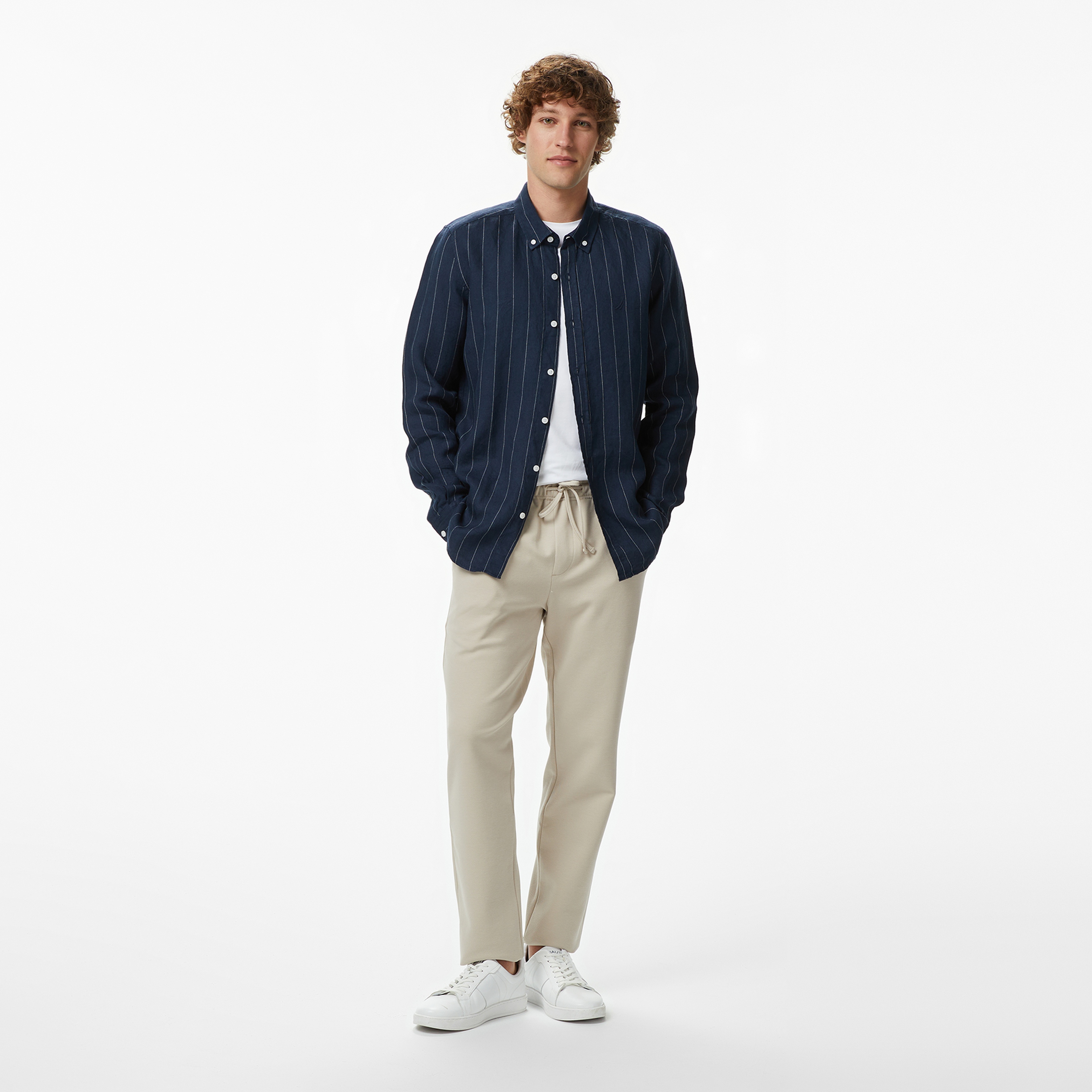 Nautica Erkek Lacivert Regular Fit Çizgili Gömlek