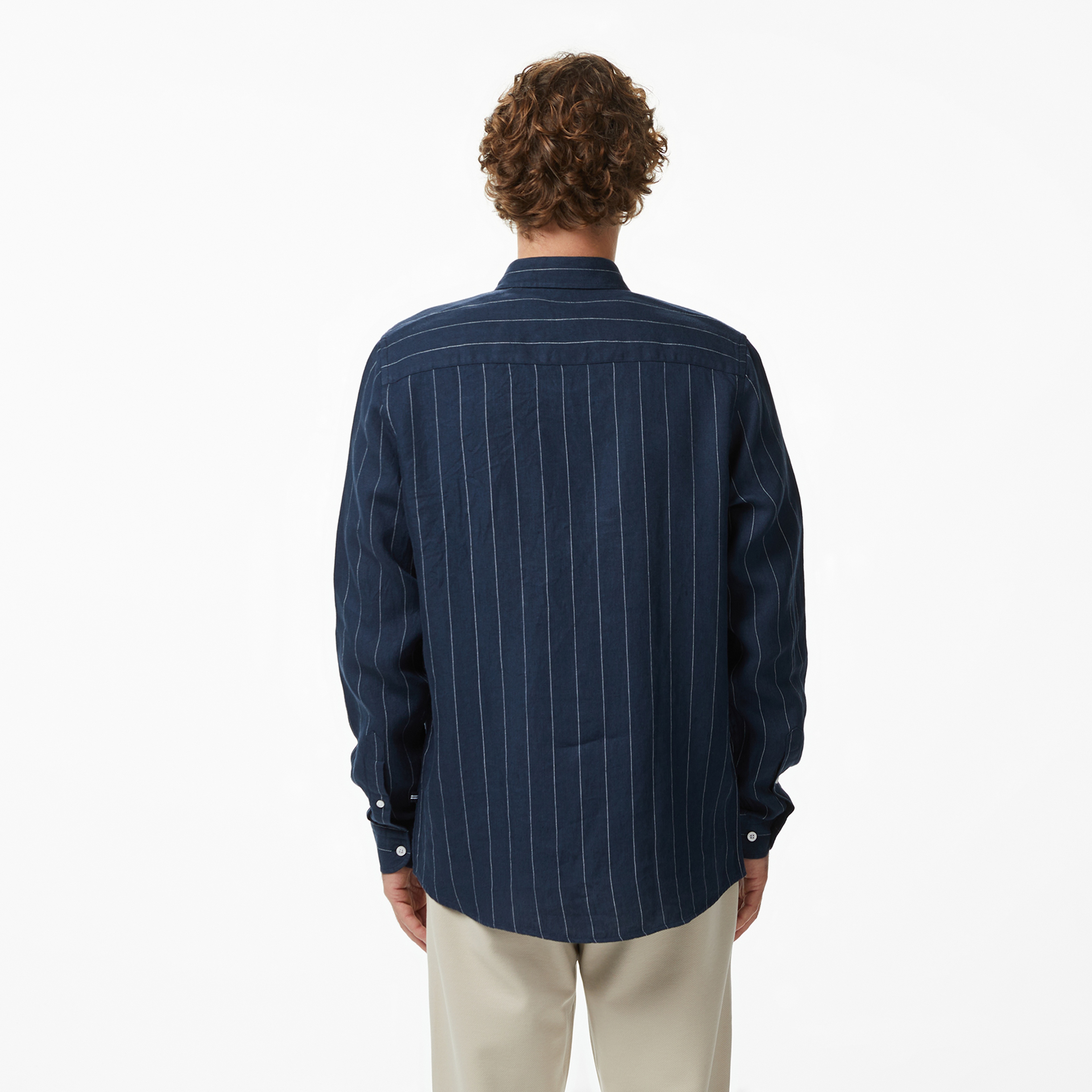 Nautica Erkek Lacivert Regular Fit Çizgili Gömlek